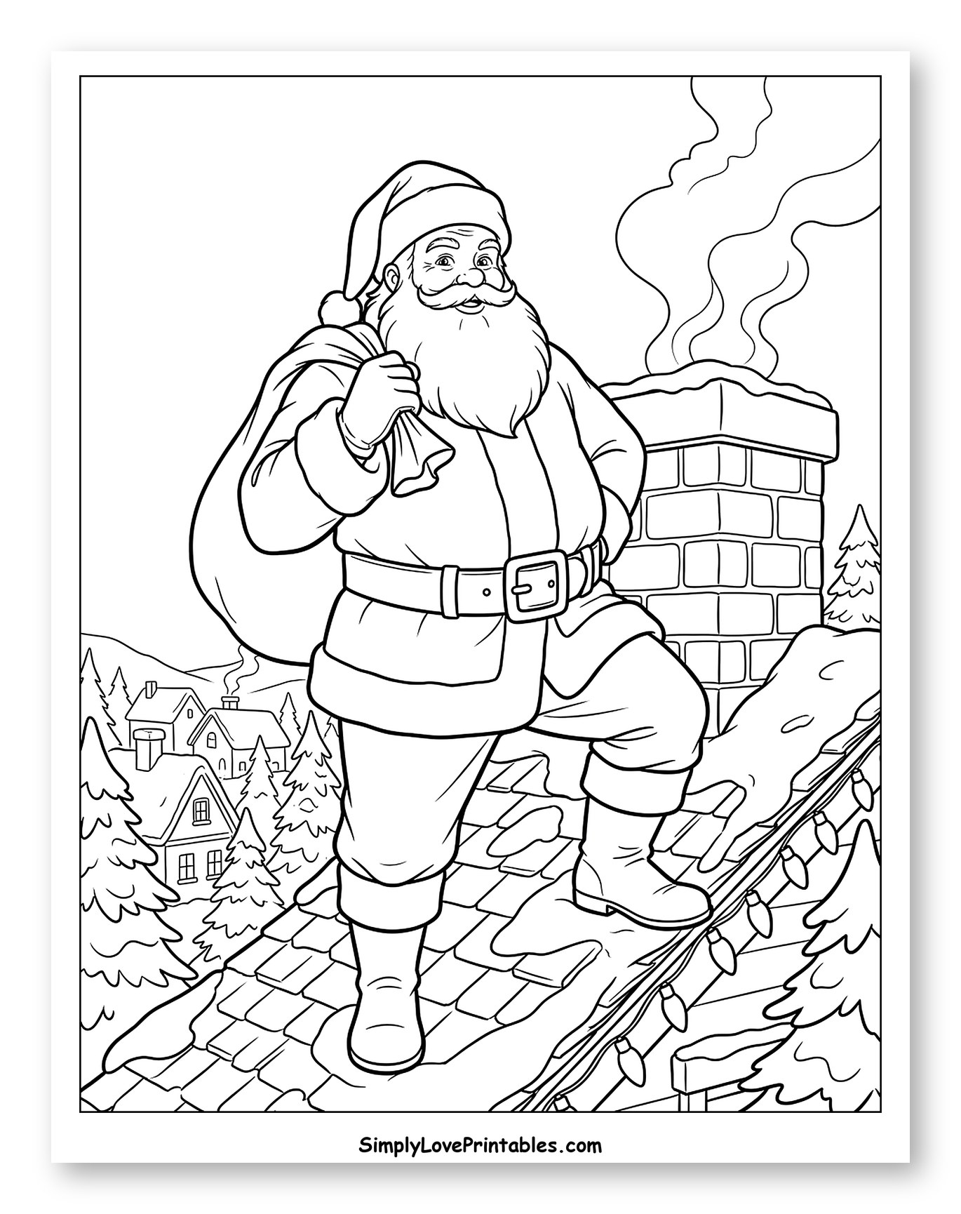 Santa Claus Standing on a Snowy Rooftop