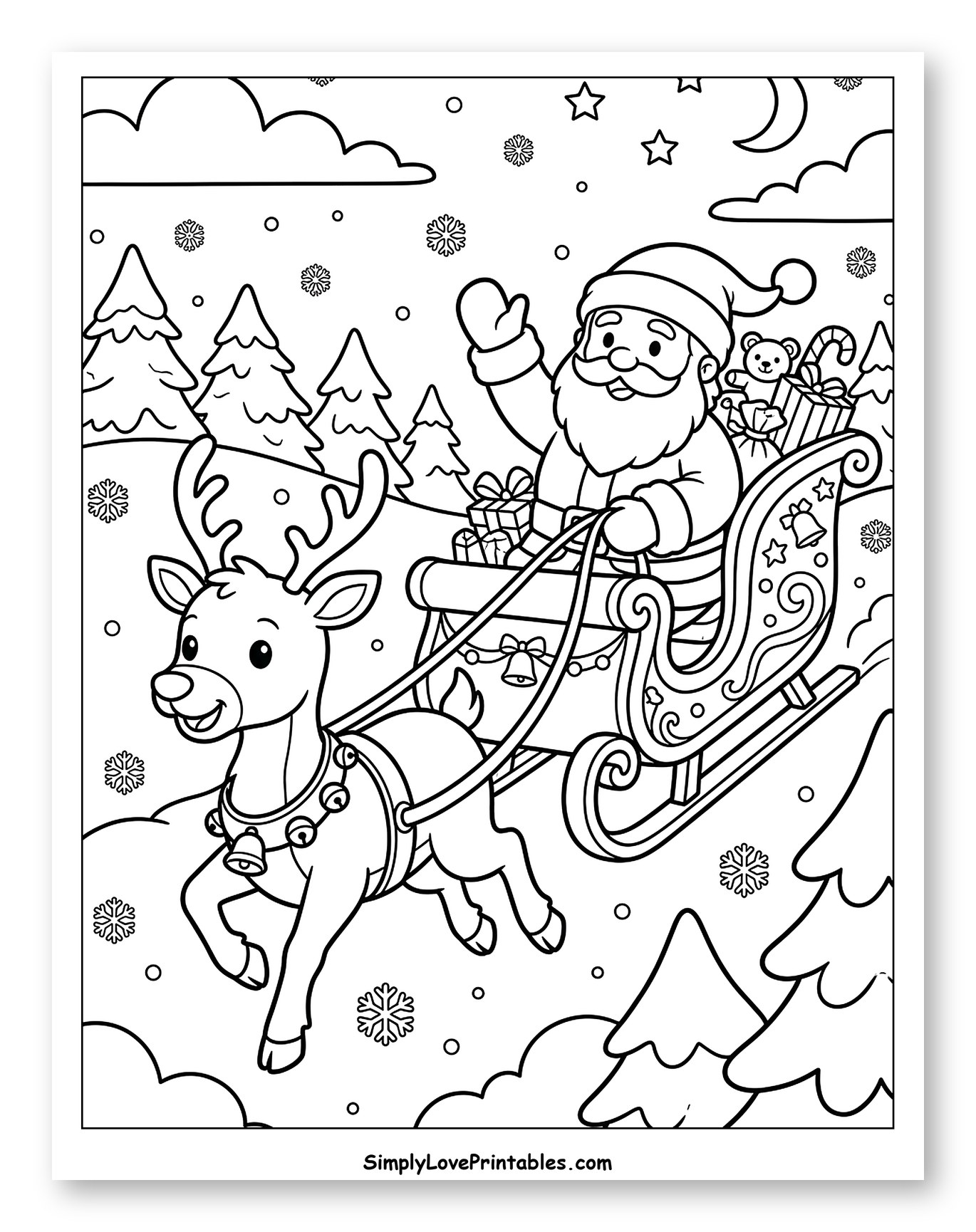 Santa Claus Waving from His Festive Sleigh