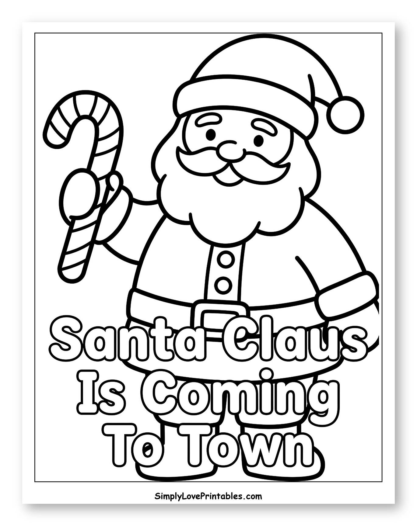 Santa Claus with Candy Cane and Holiday Greeting