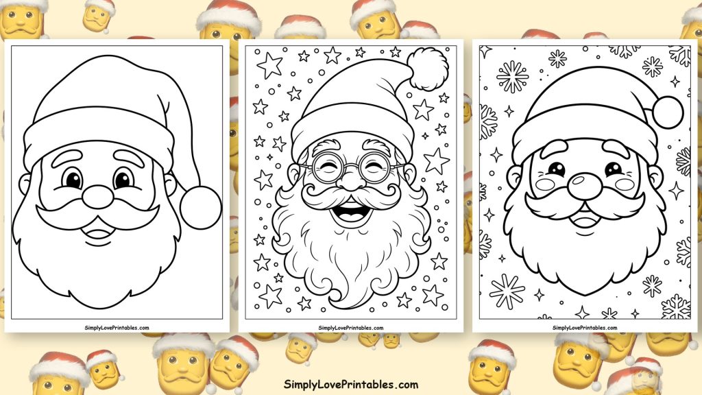 Santa face coloring pages featured image