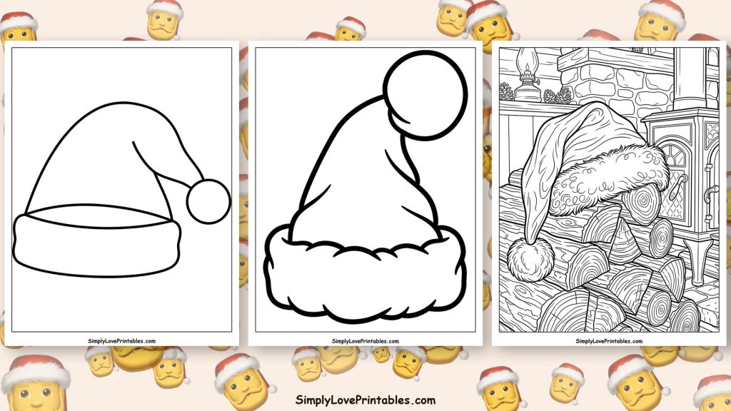 Santa hat coloring pages featured image