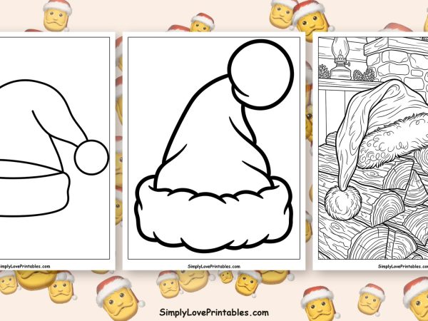 Santa hat coloring pages featured image