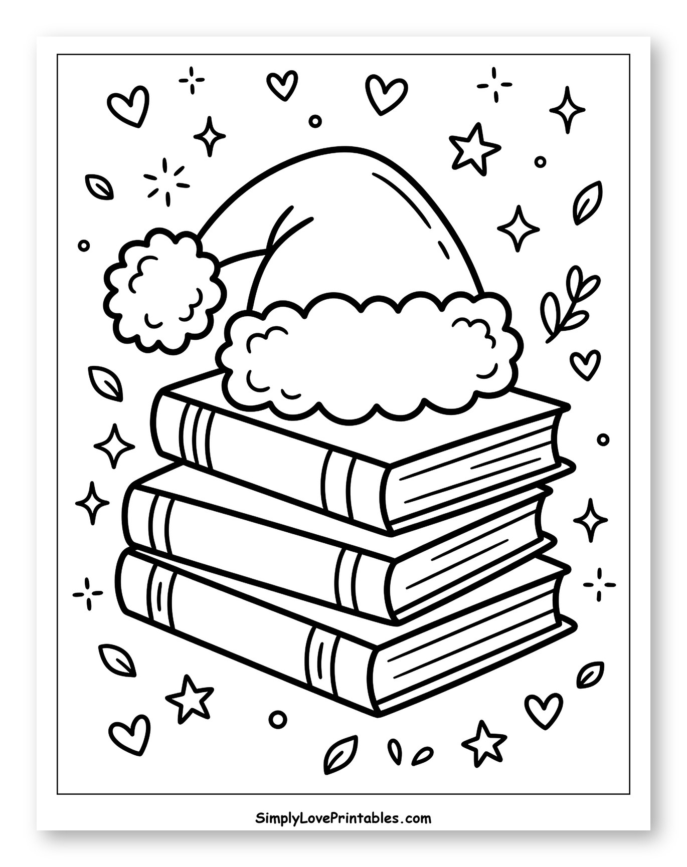 Santa Hat Sitting on Stacked Books
