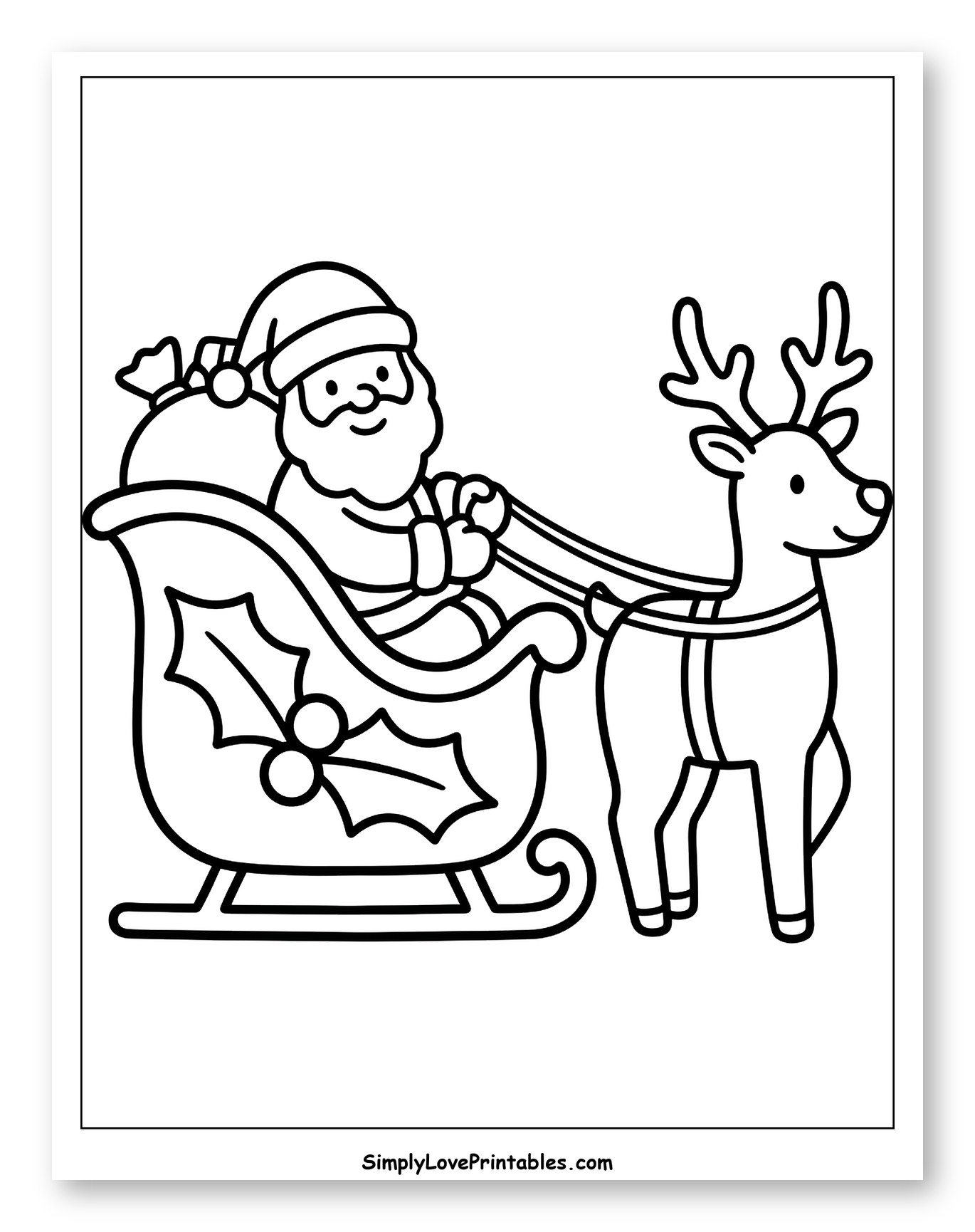 Santa Riding His Sleigh with a Friendly Reindeer