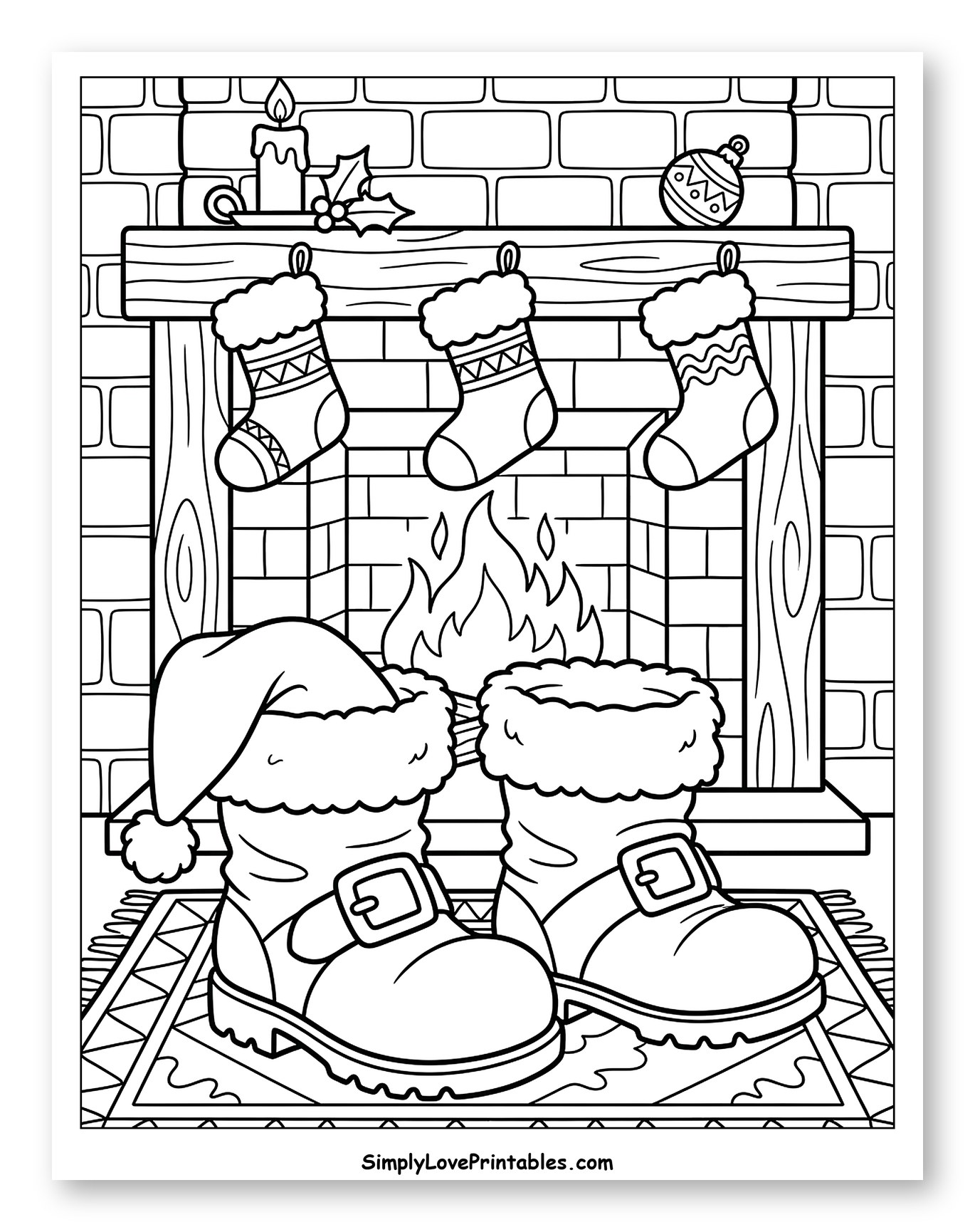 Santa's Boots and Hat by the Cozy Hearth