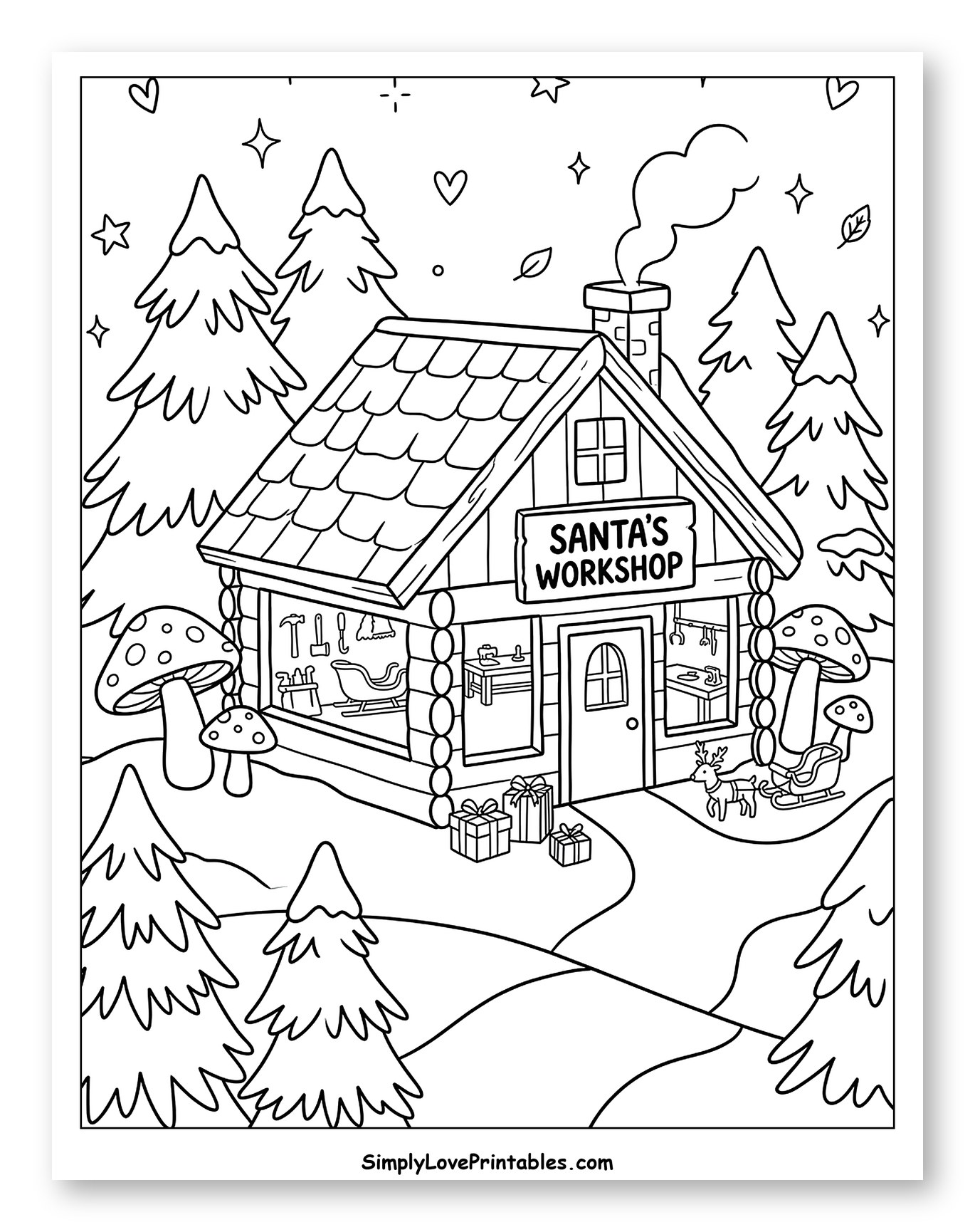 Santa's Cozy Forest Workshop in Winter