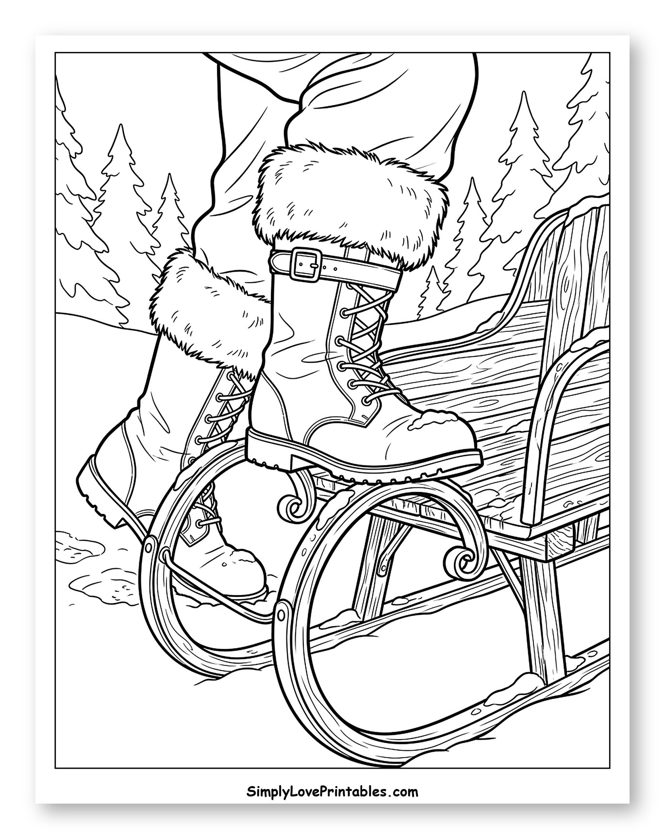 Santa's Furry Winter Boots on a Sleigh
