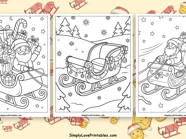 Santa sleigh coloring pages featured image