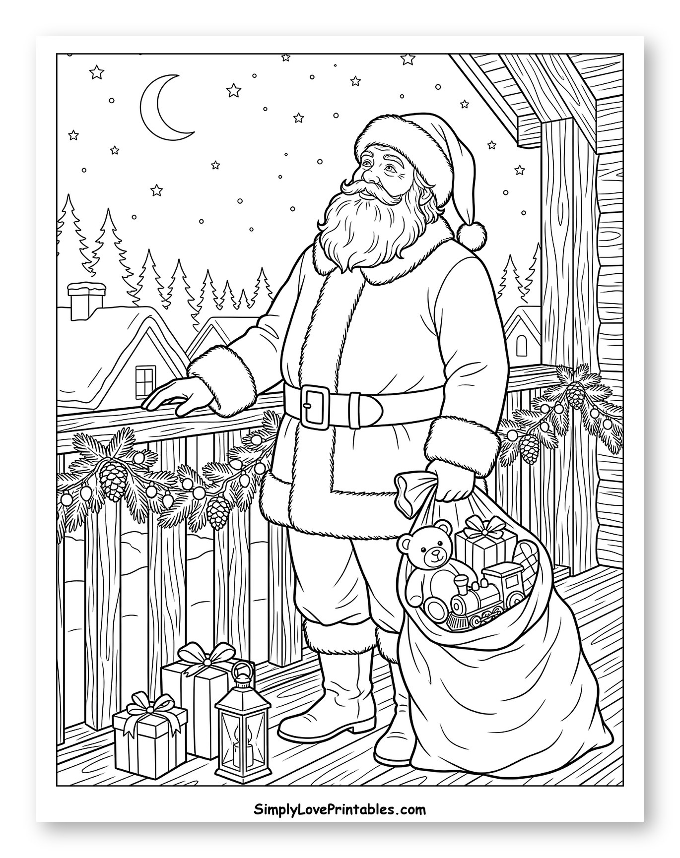 Santa with His Gift Sack on a Cozy Balcony