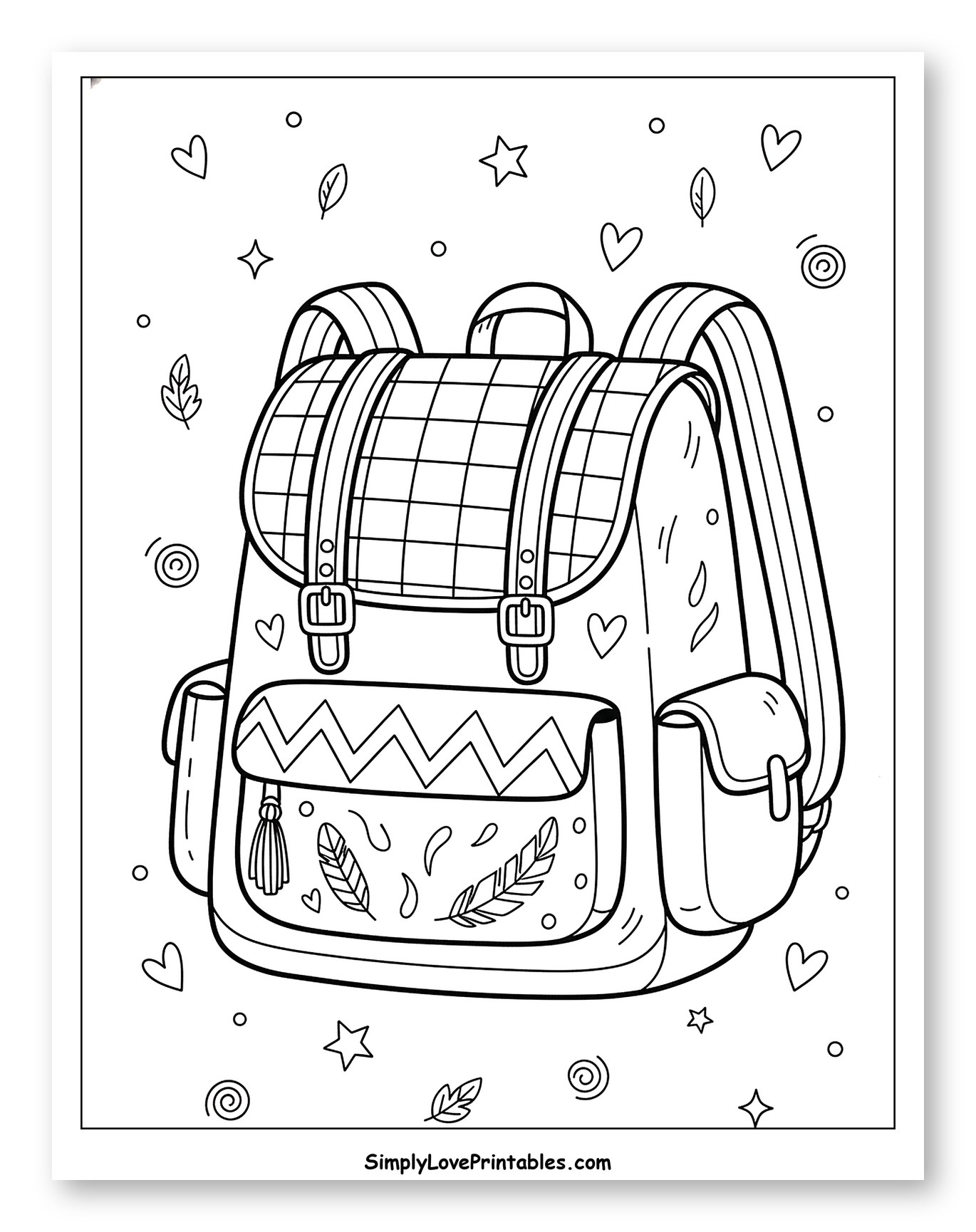 School Backpack with Plaid Flap and Decorative Front Pocket to Color for Adults