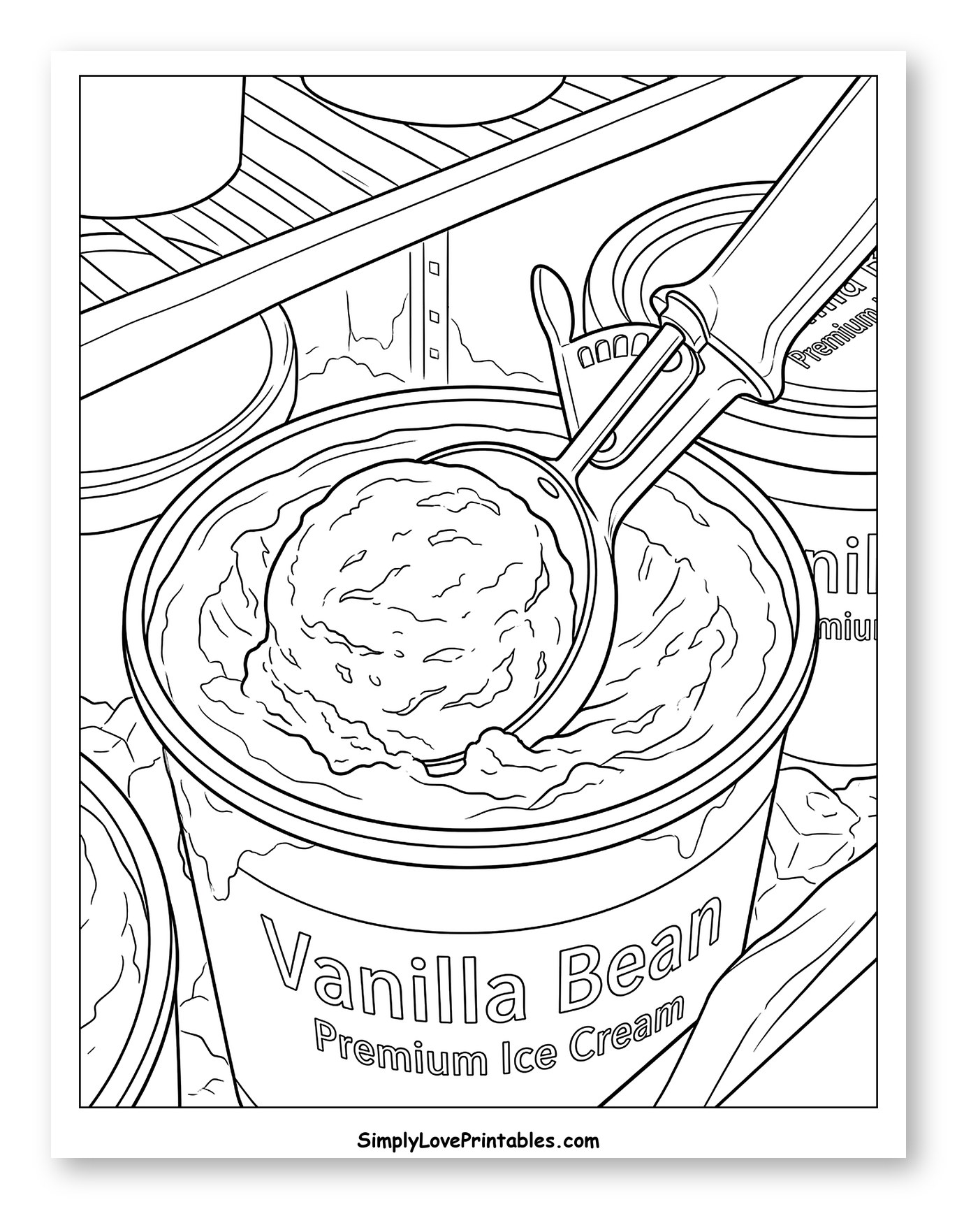 Scooping Vanilla Bean Ice Cream Container