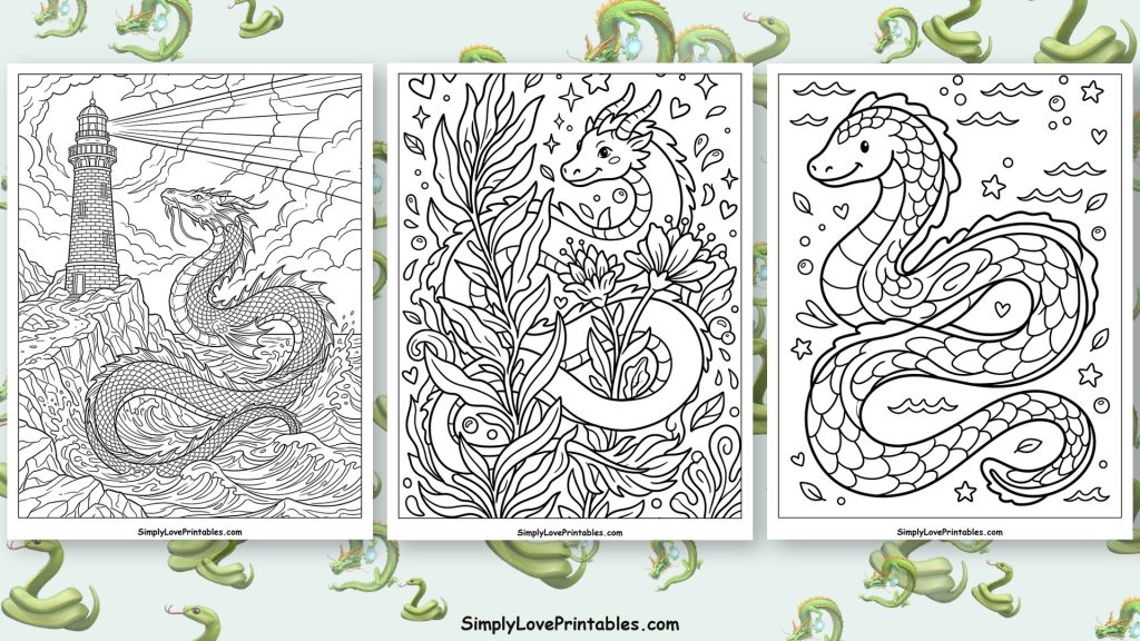Sea Serpent coloring pages featured image