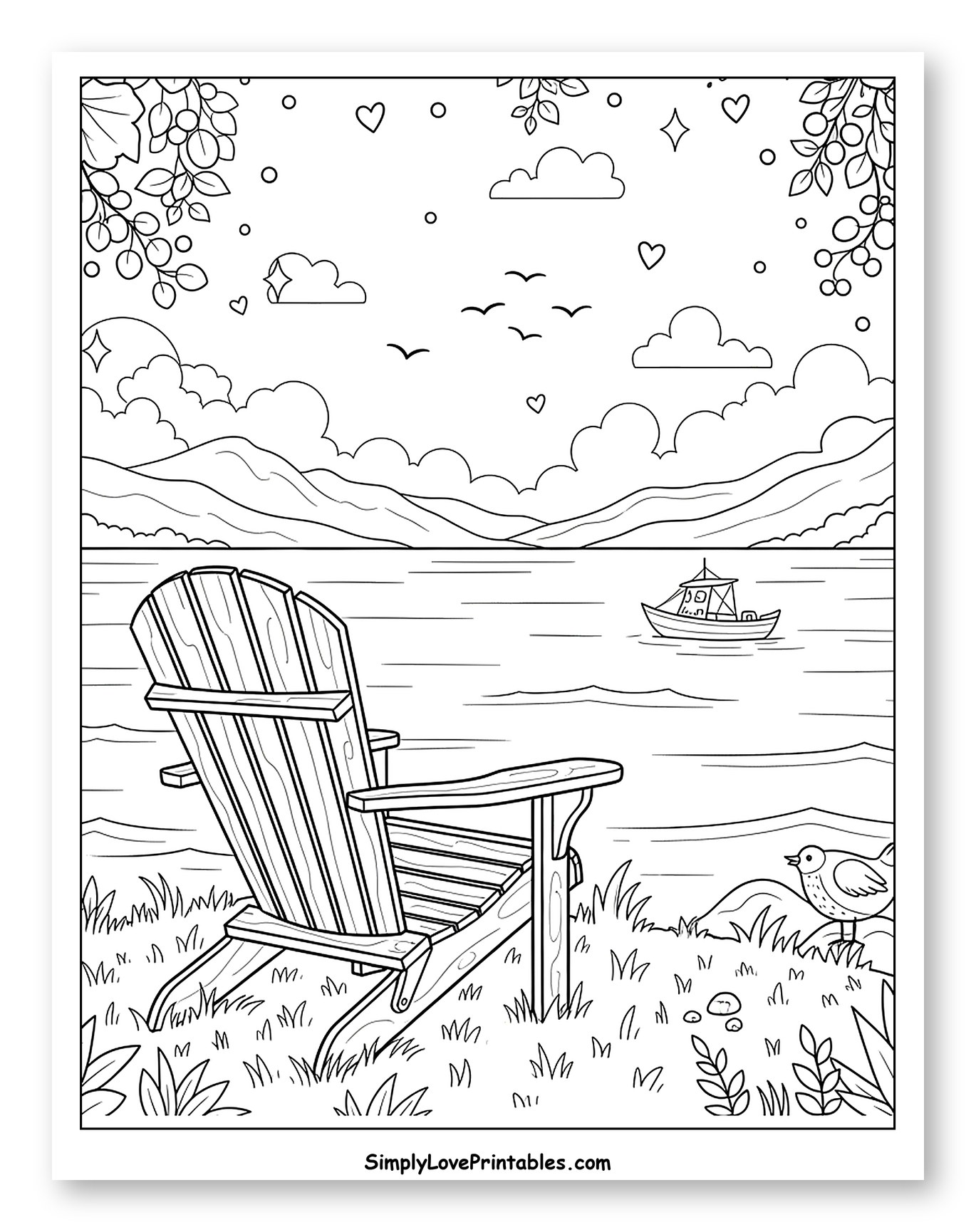 Serene Lake View with an Adirondack Chair