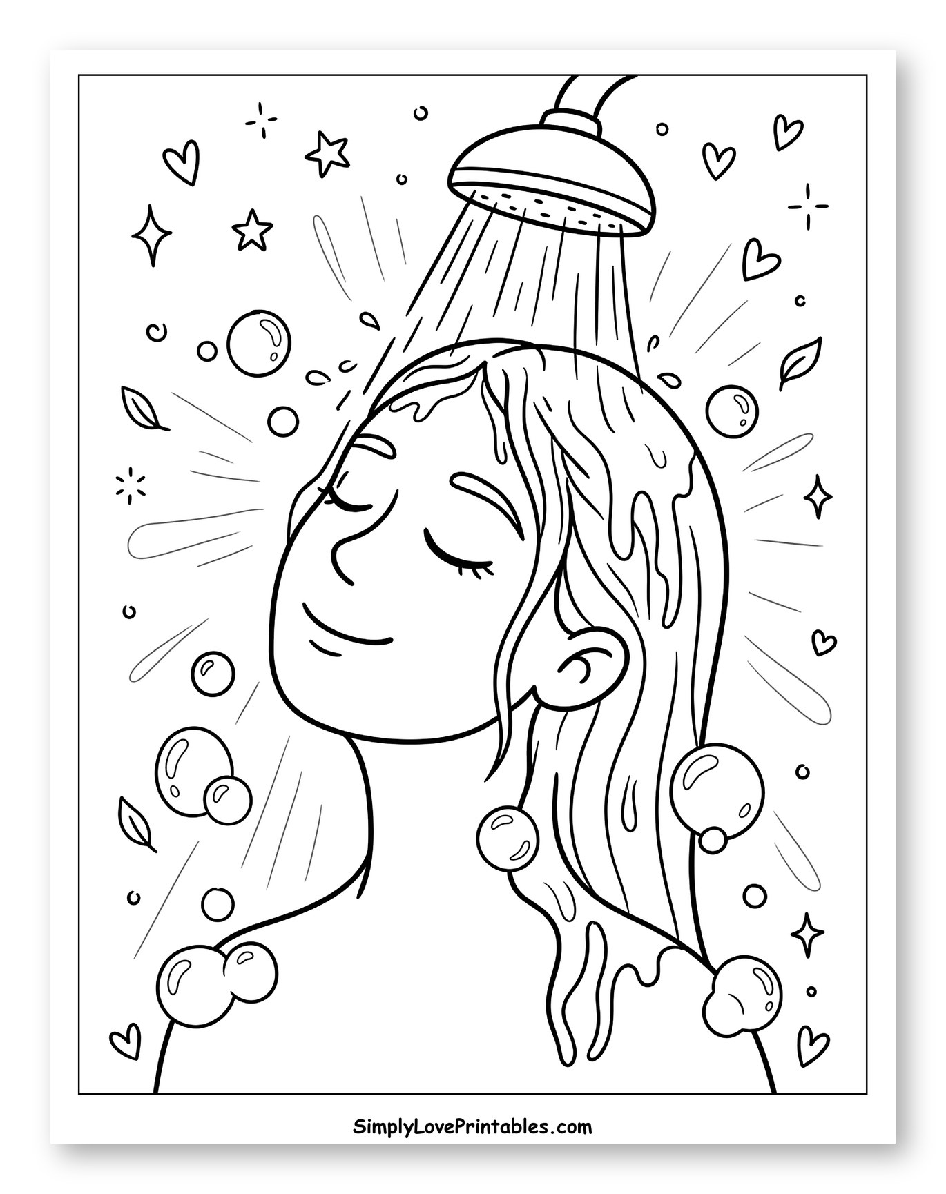 Serene Shower with Bubbles and Stars