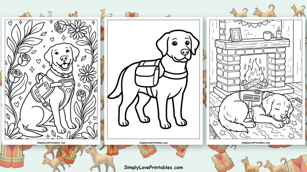 Service dog coloring pages featured image
