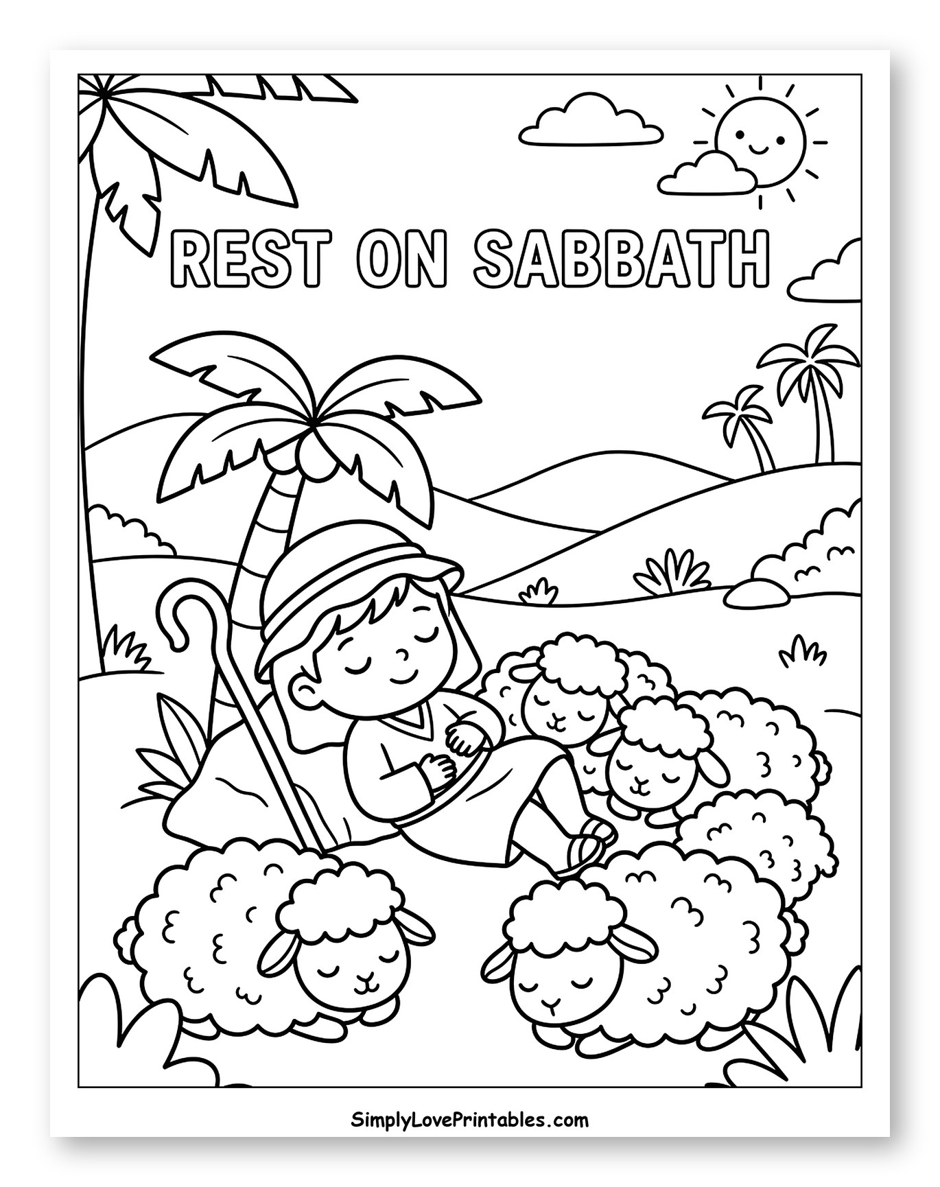 Shepherd Boy Napping on Sabbath Coloring Sheet for Kids