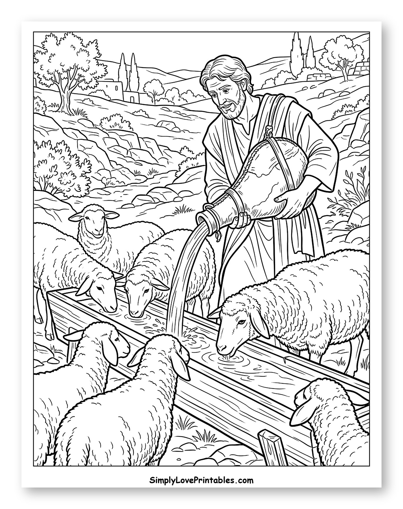 Shepherd Pouring Water for Sheep