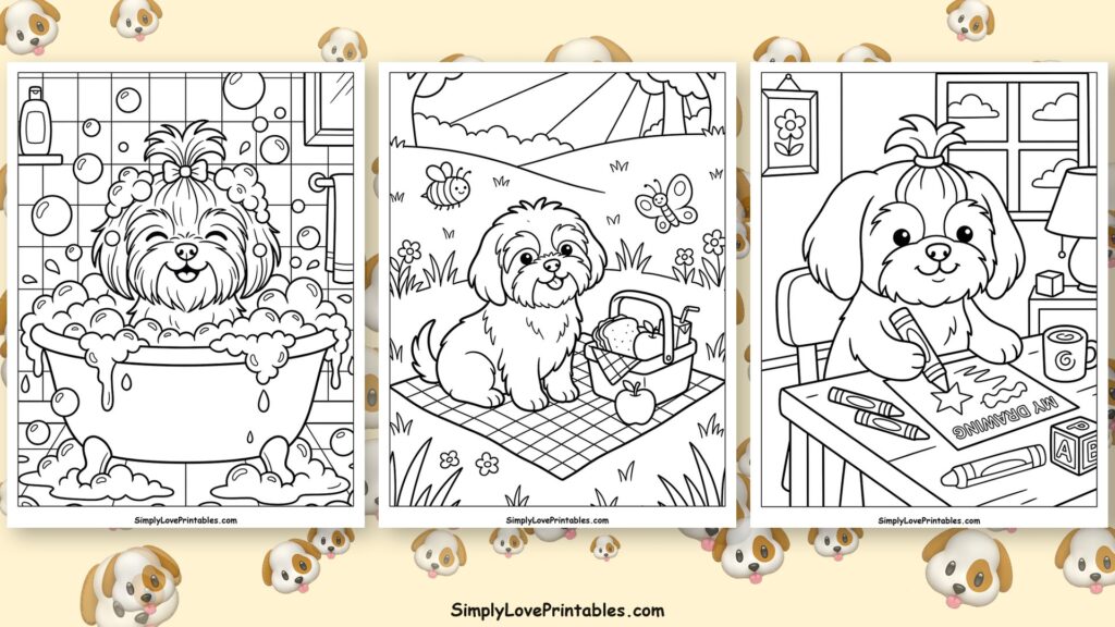 Shih Tzu coloring pages featured image