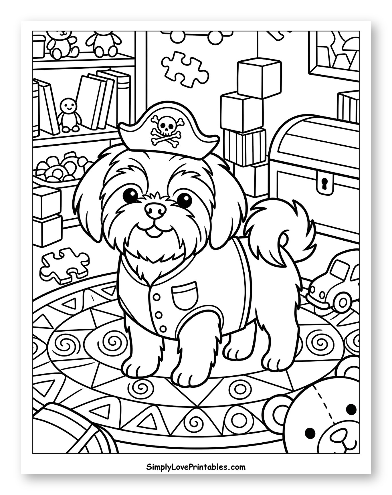 Shih Tzu Pirate Dog in Playroom