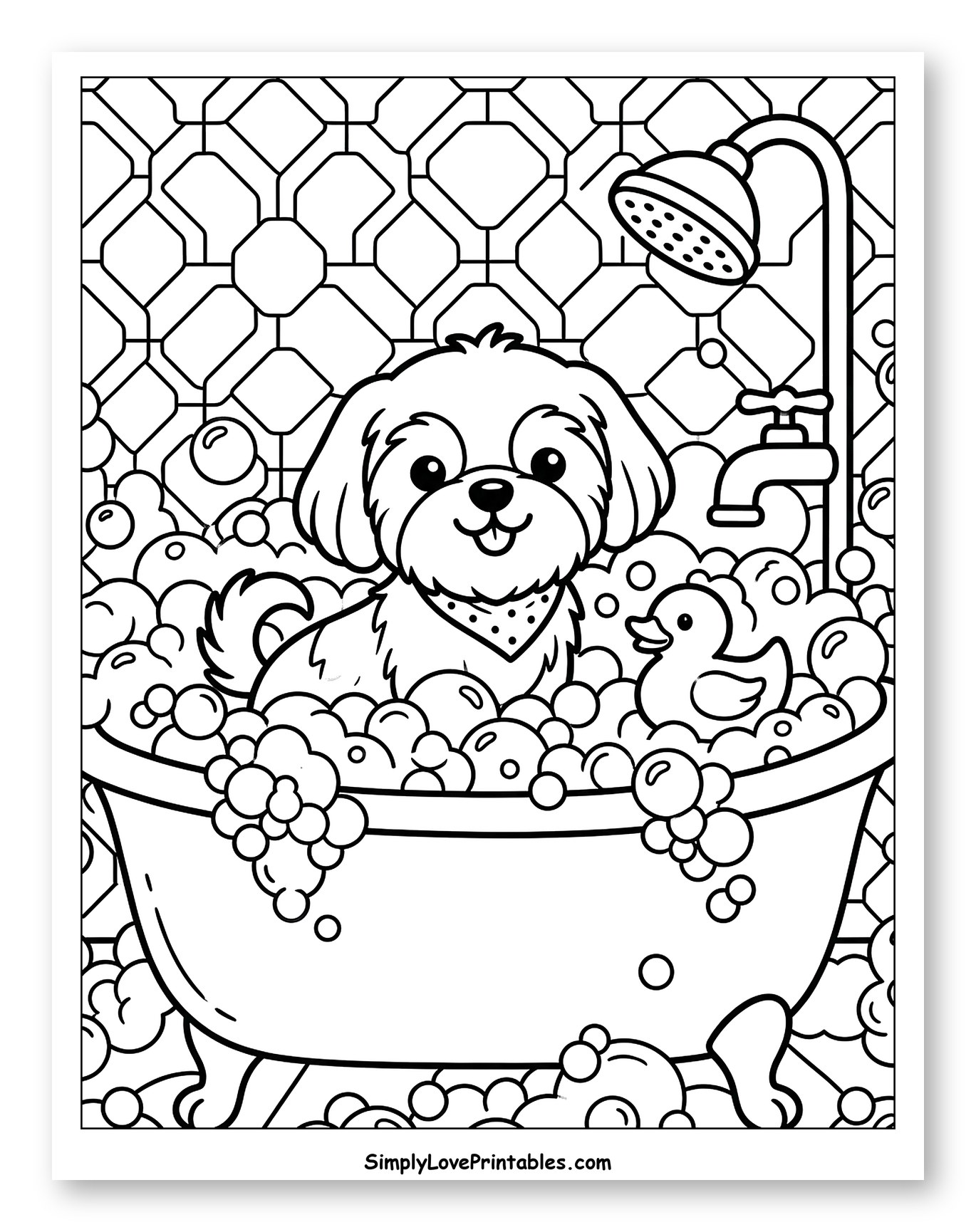 Shih Tzu Puppy Enjoying a Soapy Bubble Bath