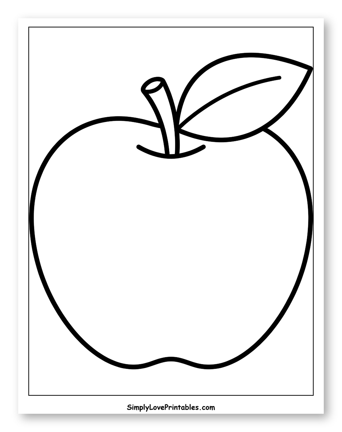 Simple Apple with Stem and Leaf Outline
