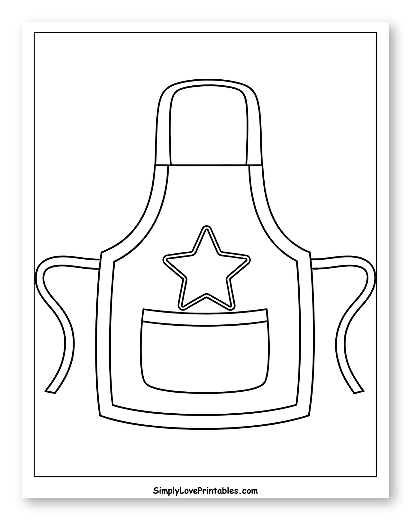 Simple Apron with Star and Pocket to Color for Toddlers