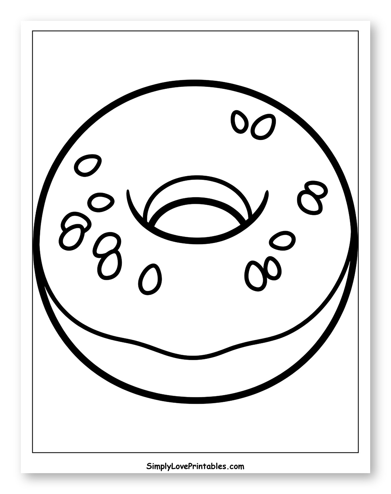 Simple Bagel with Sesame Seeds Outline Coloring Page for Toddlers