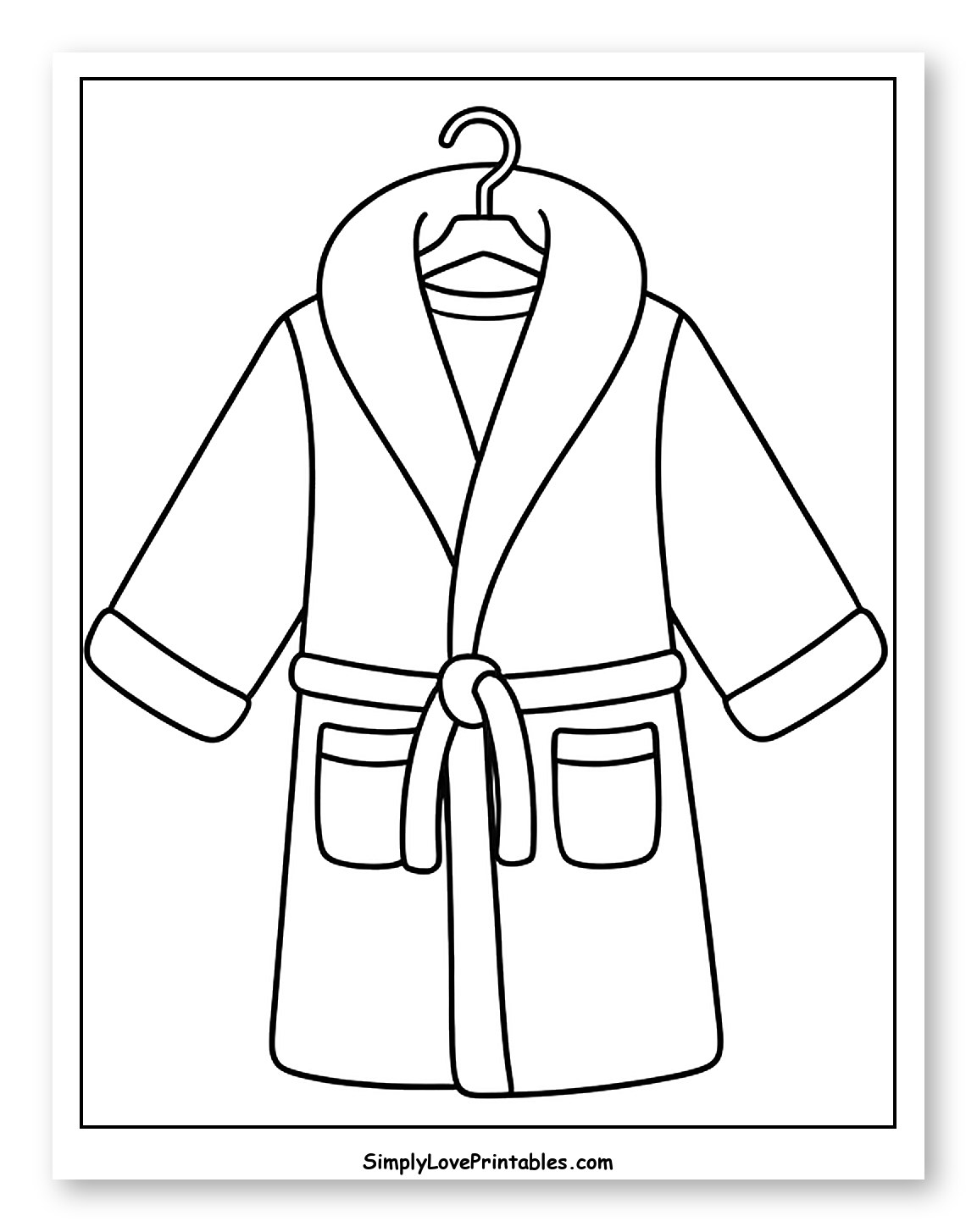 Simple Bathrobe on a Clothes Hanger Coloring Page for Toddlers