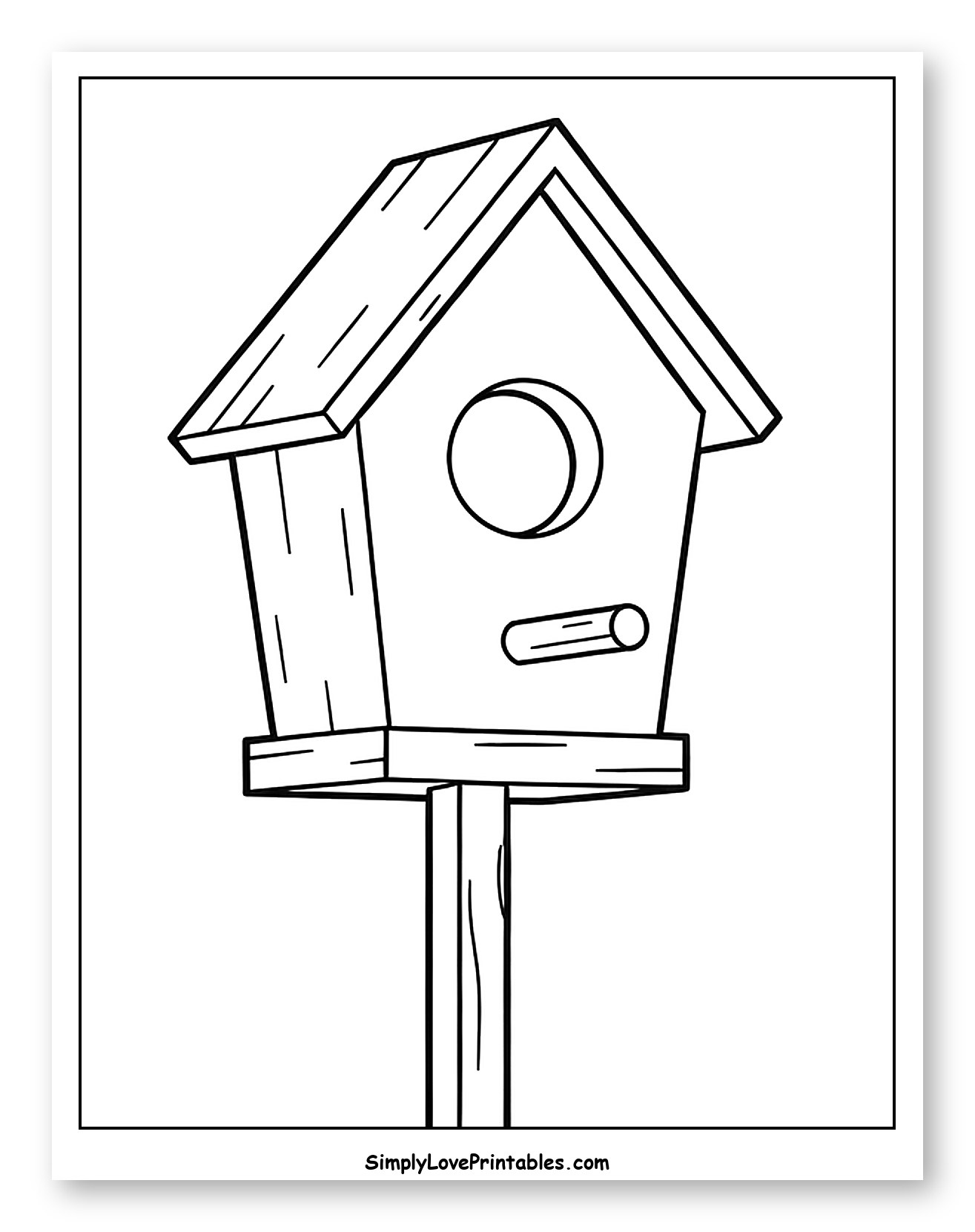 Simple Birdhouse on a Stand Coloring Page for Toddlers