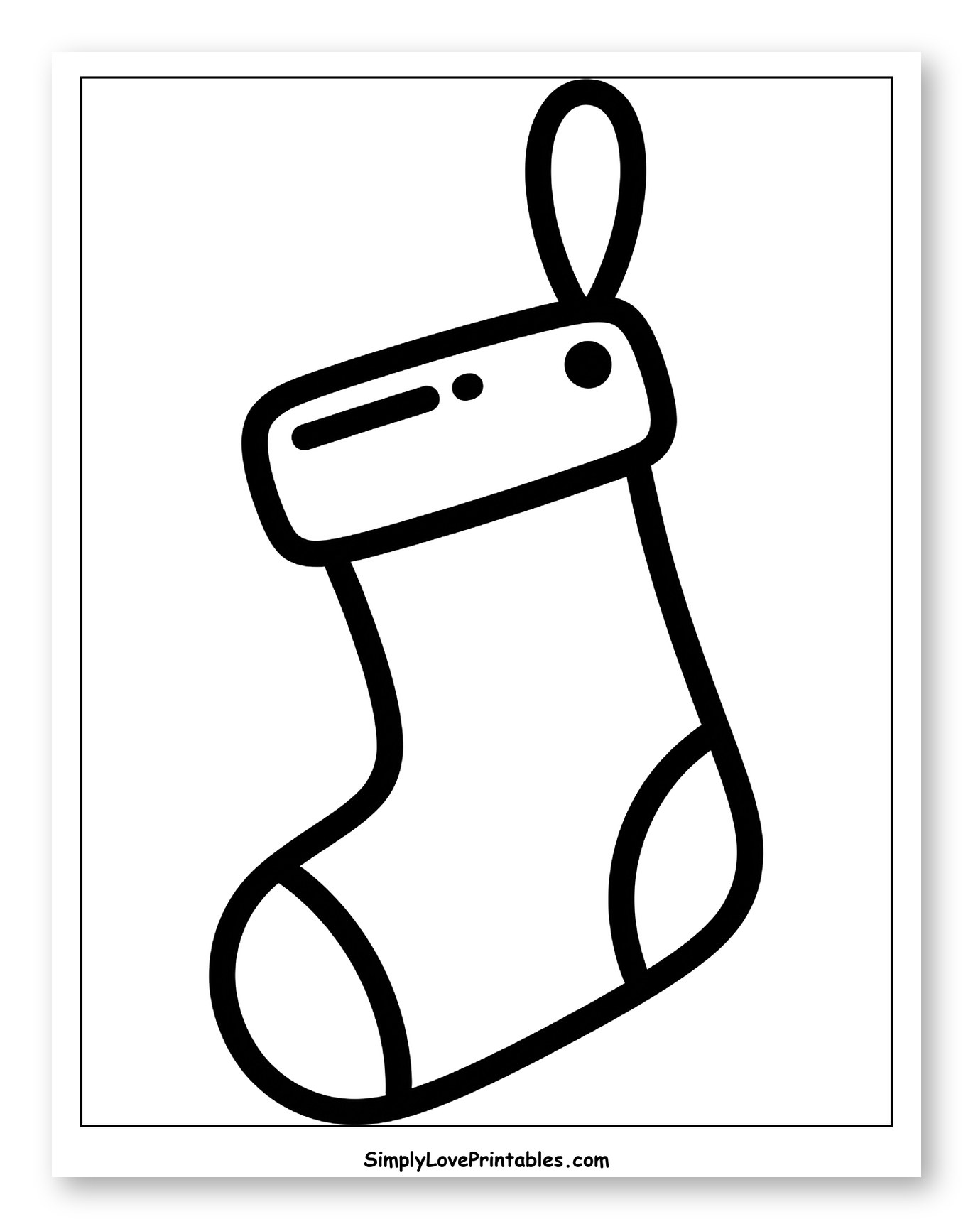 Simple Christmas Stocking Hanging Ornament Coloring Page for Toddlers