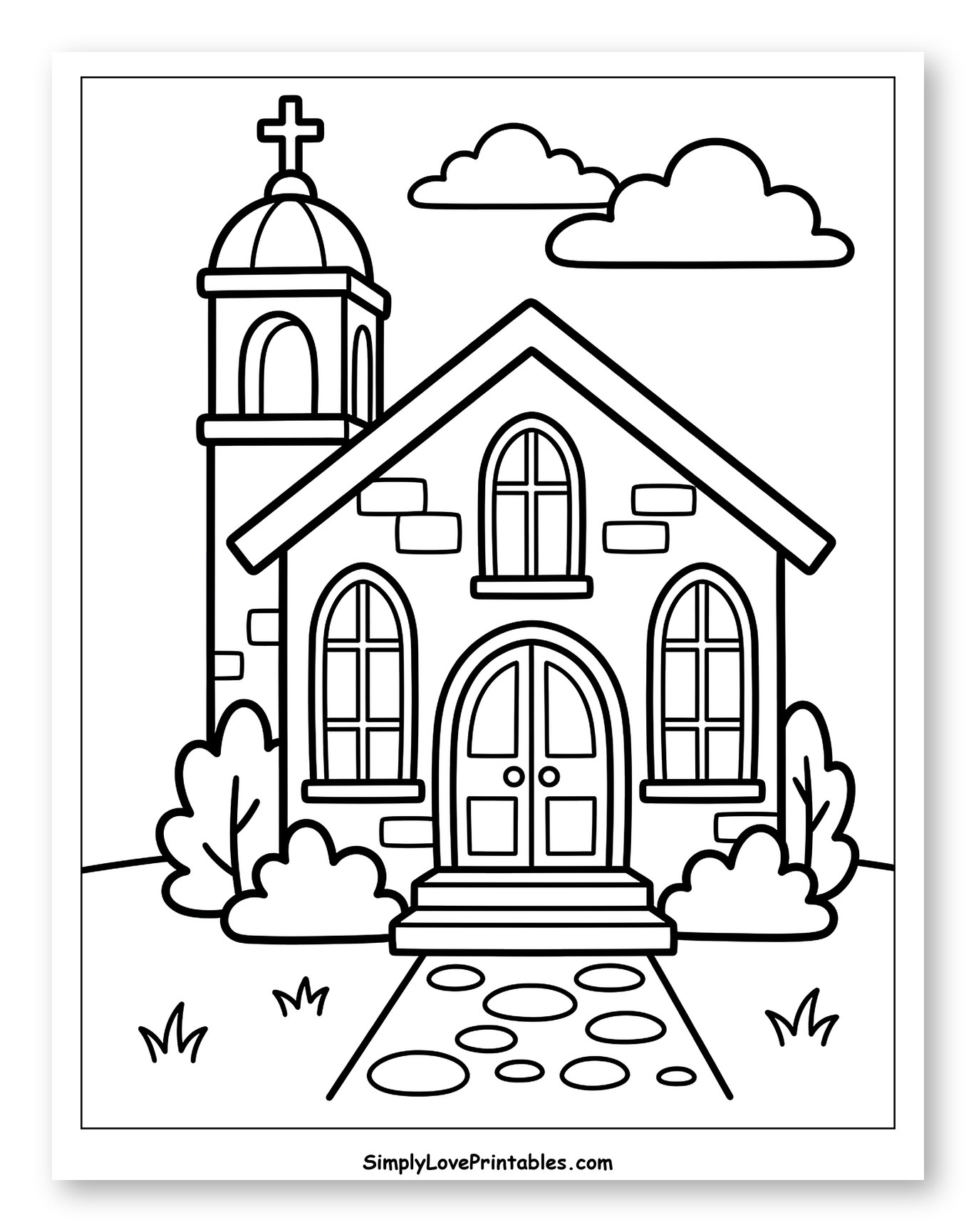 Simple Church Building with Bell Tower
