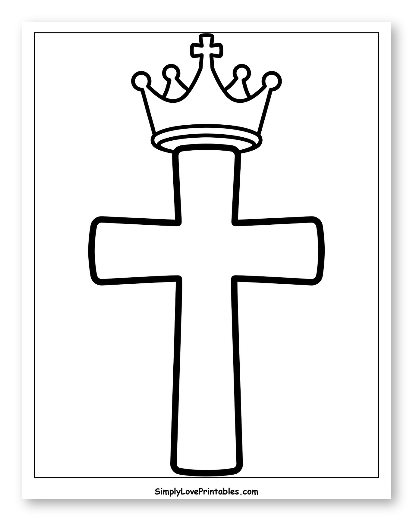 Simple Cross with a Royal Crown to Color for Toddlers
