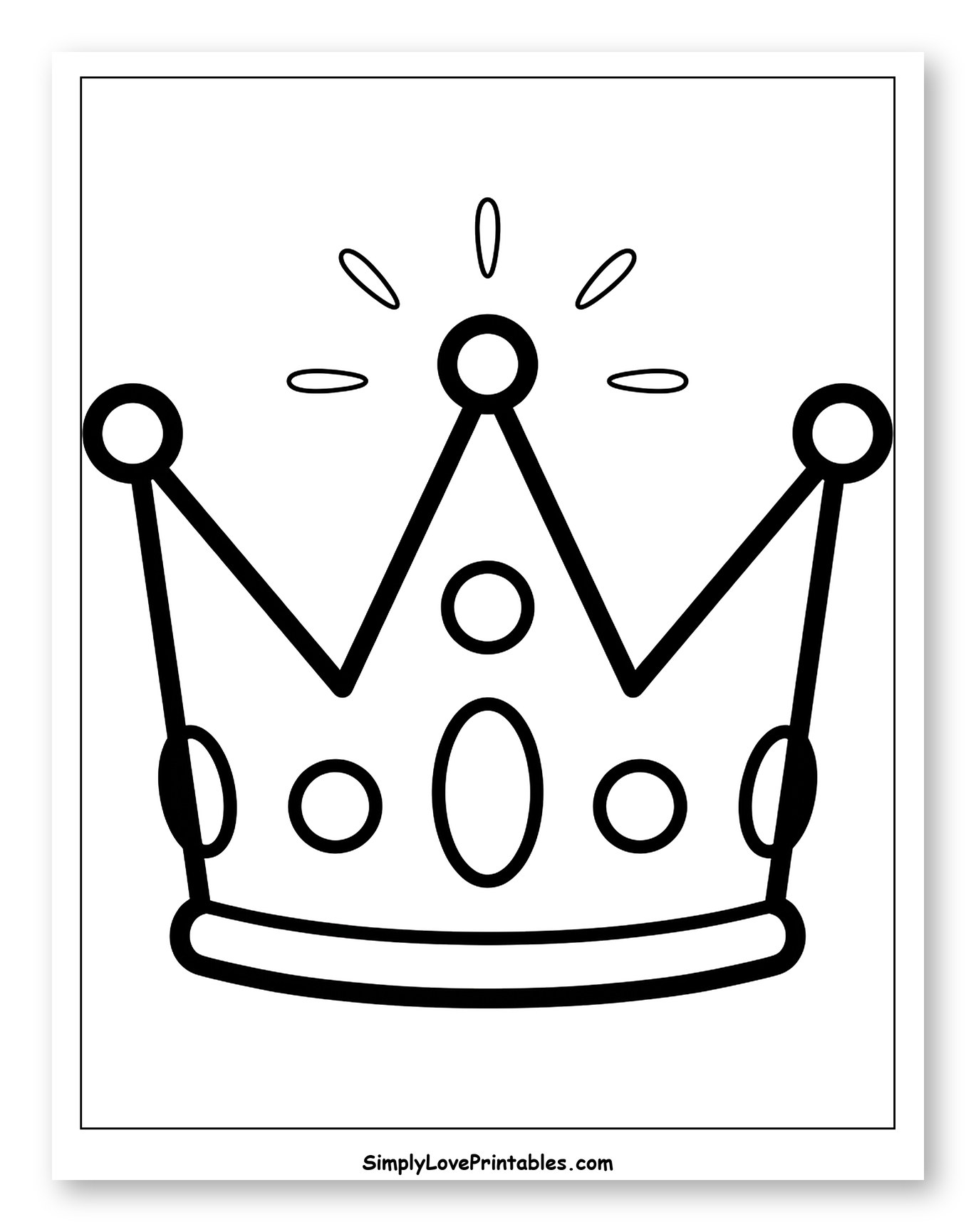 Simple Crown with Sparkling Embellishments Coloring Sheet for Toddlers
