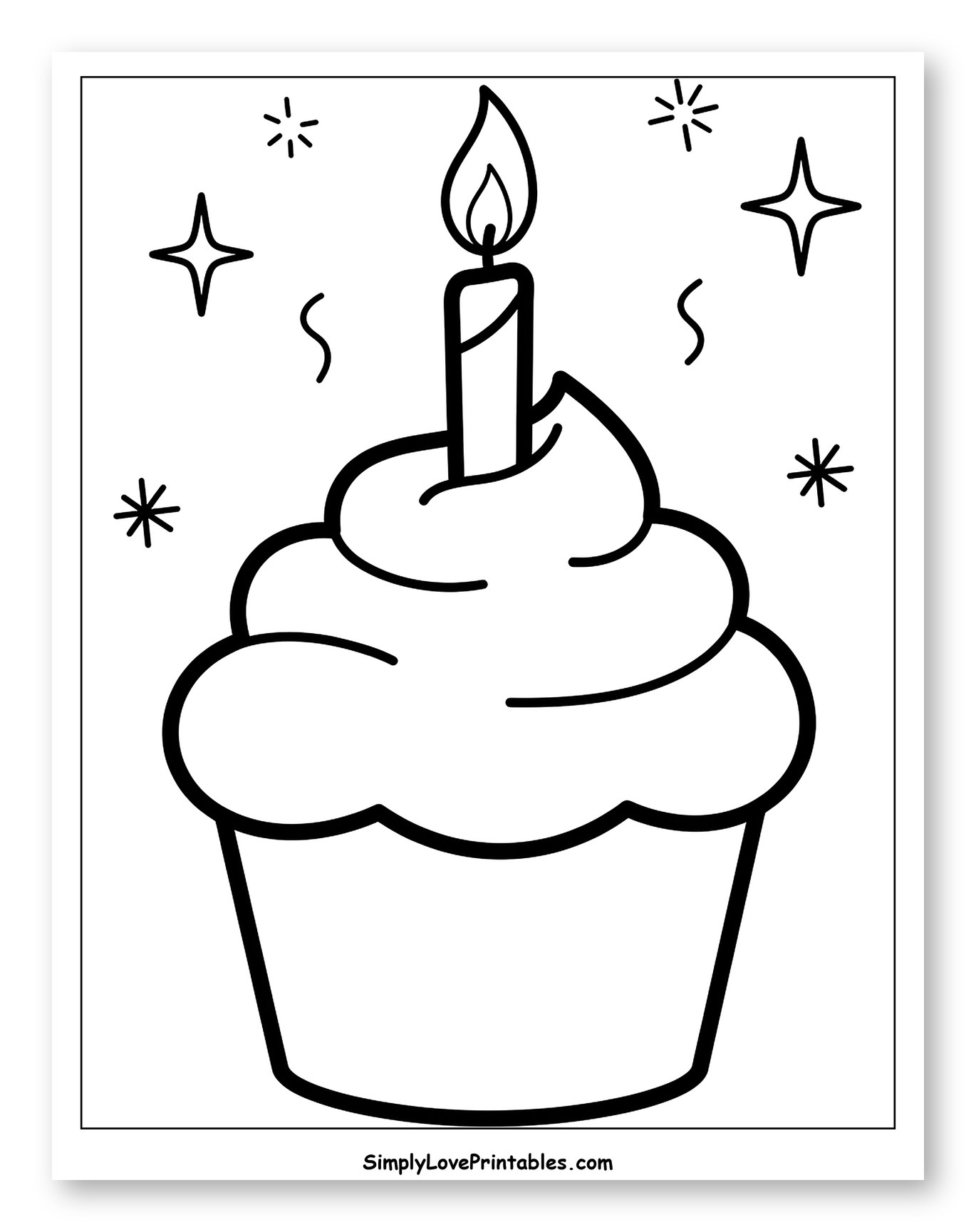 Simple Cupcake with a Lit Birthday Candle