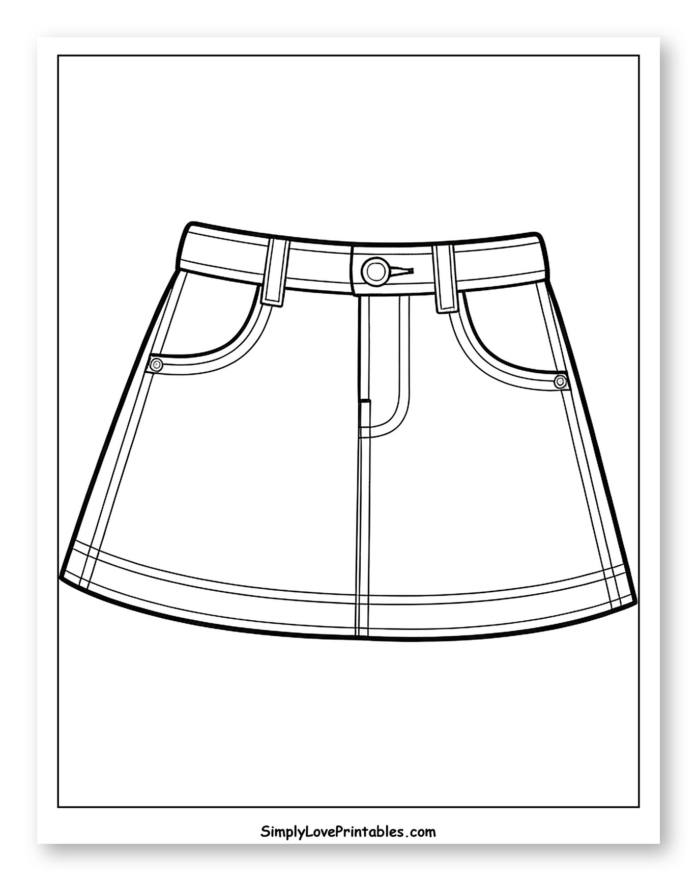 Simple Denim Mini Skirt Outline