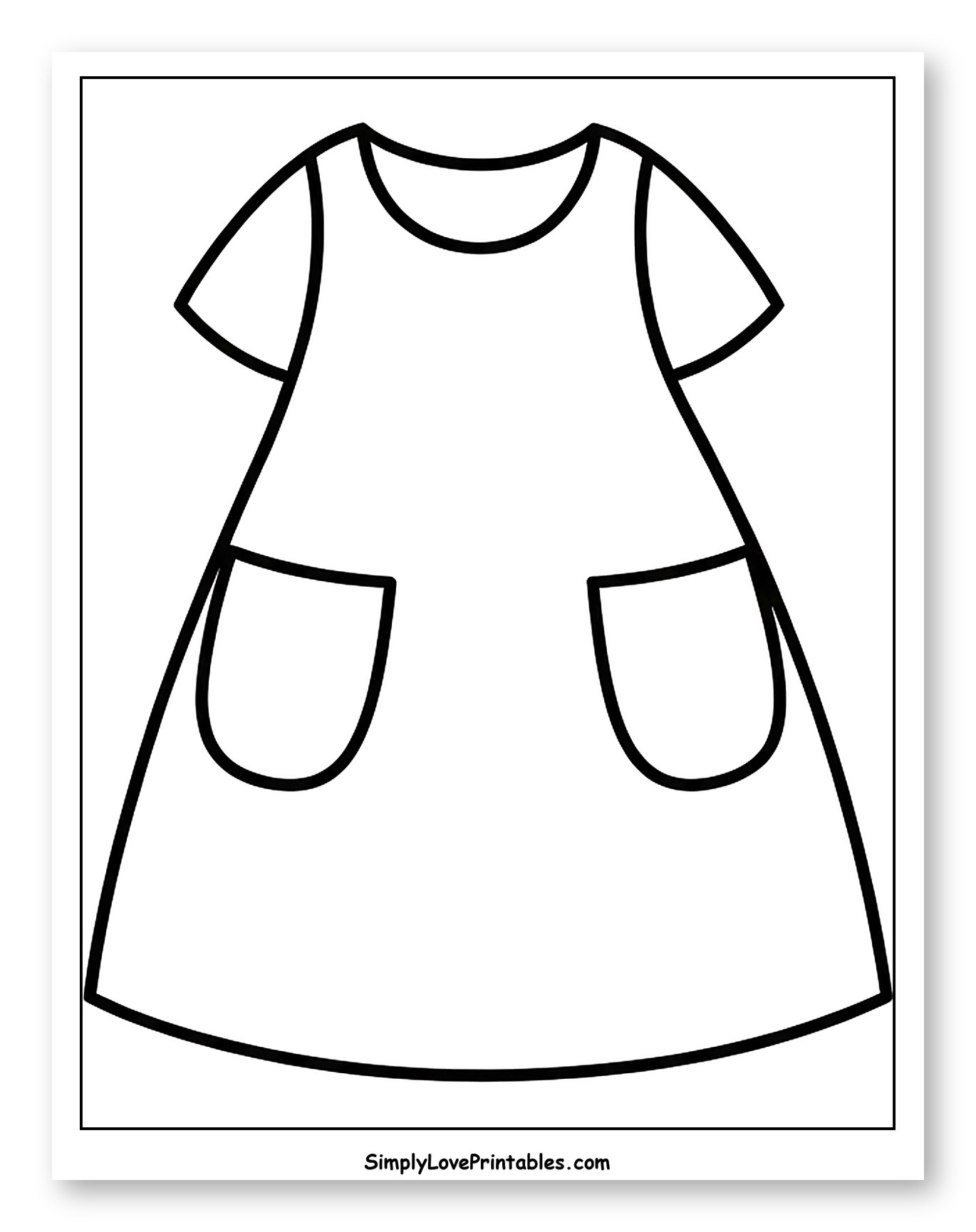 Simple Dress with Two Pockets to Color for Toddlers