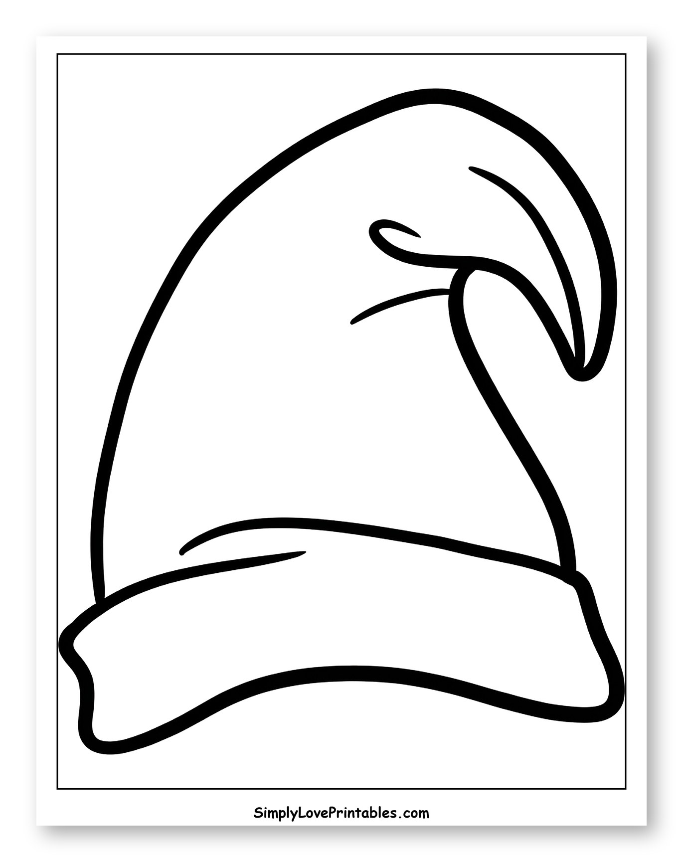 Simple Drooping Elf Hat with Folded Brim Coloring Page for Toddlers