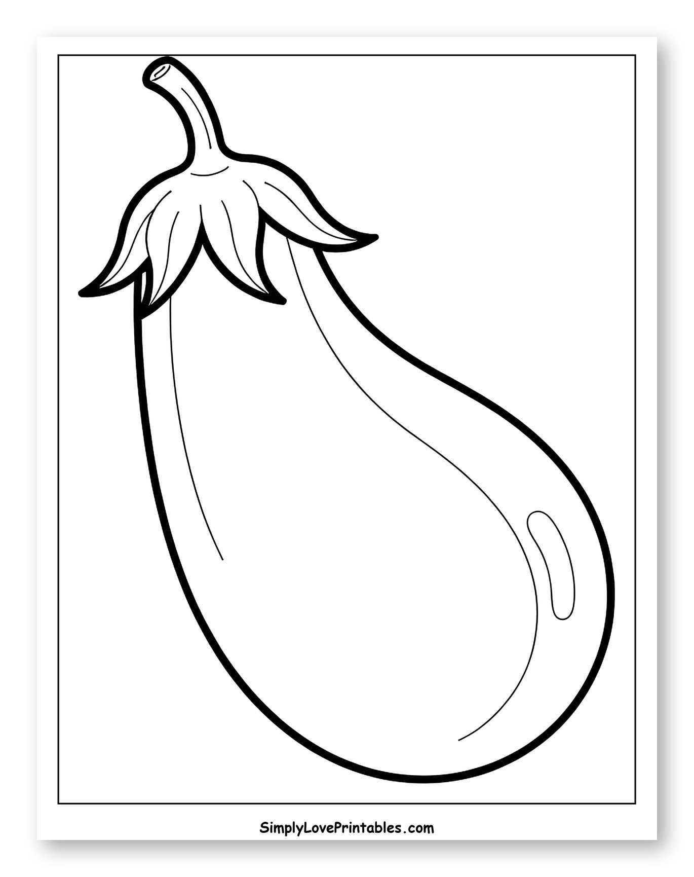 Simple Eggplant Outline Drawing