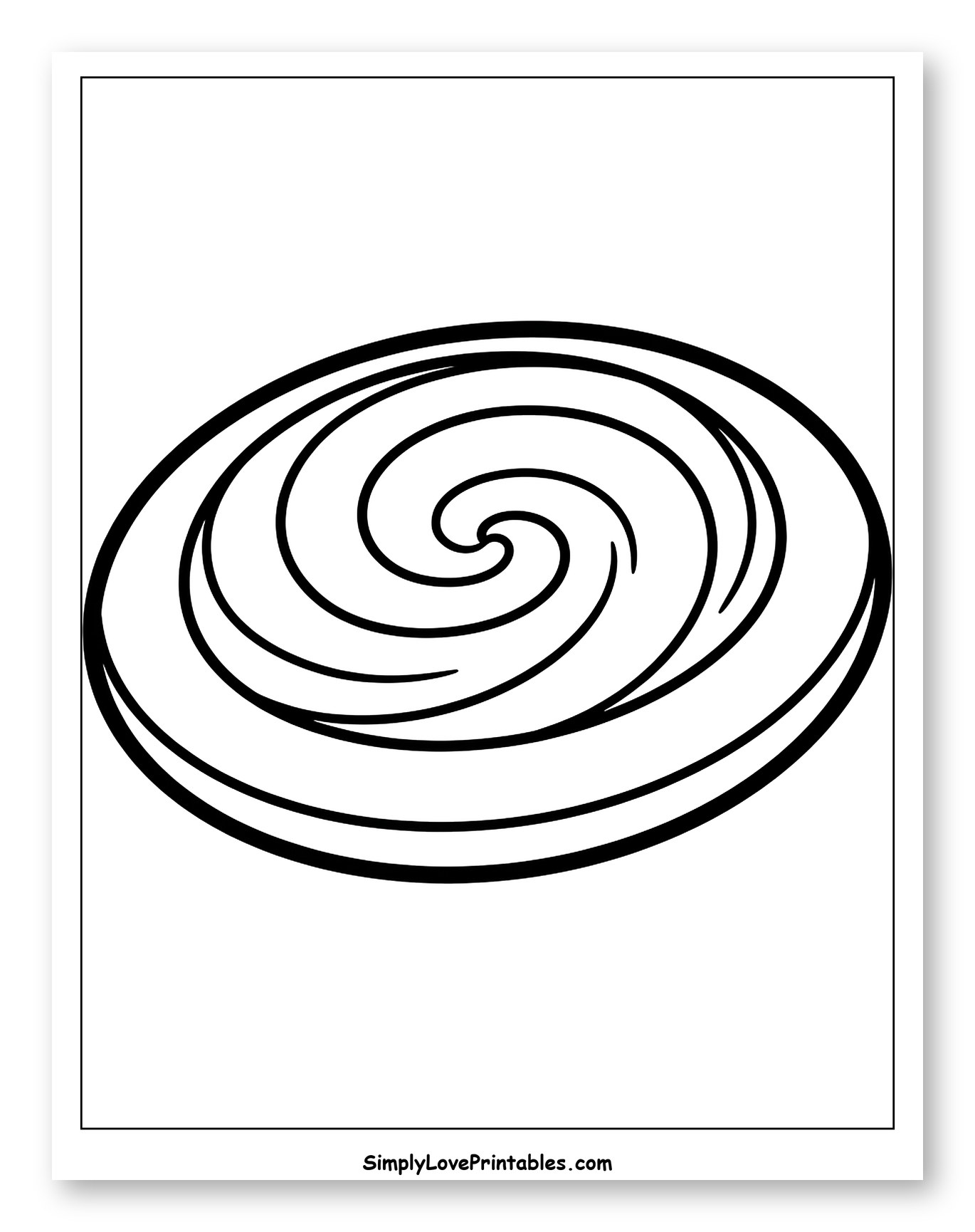 Simple Frisbee with Swirl Design to Color for Toddlers