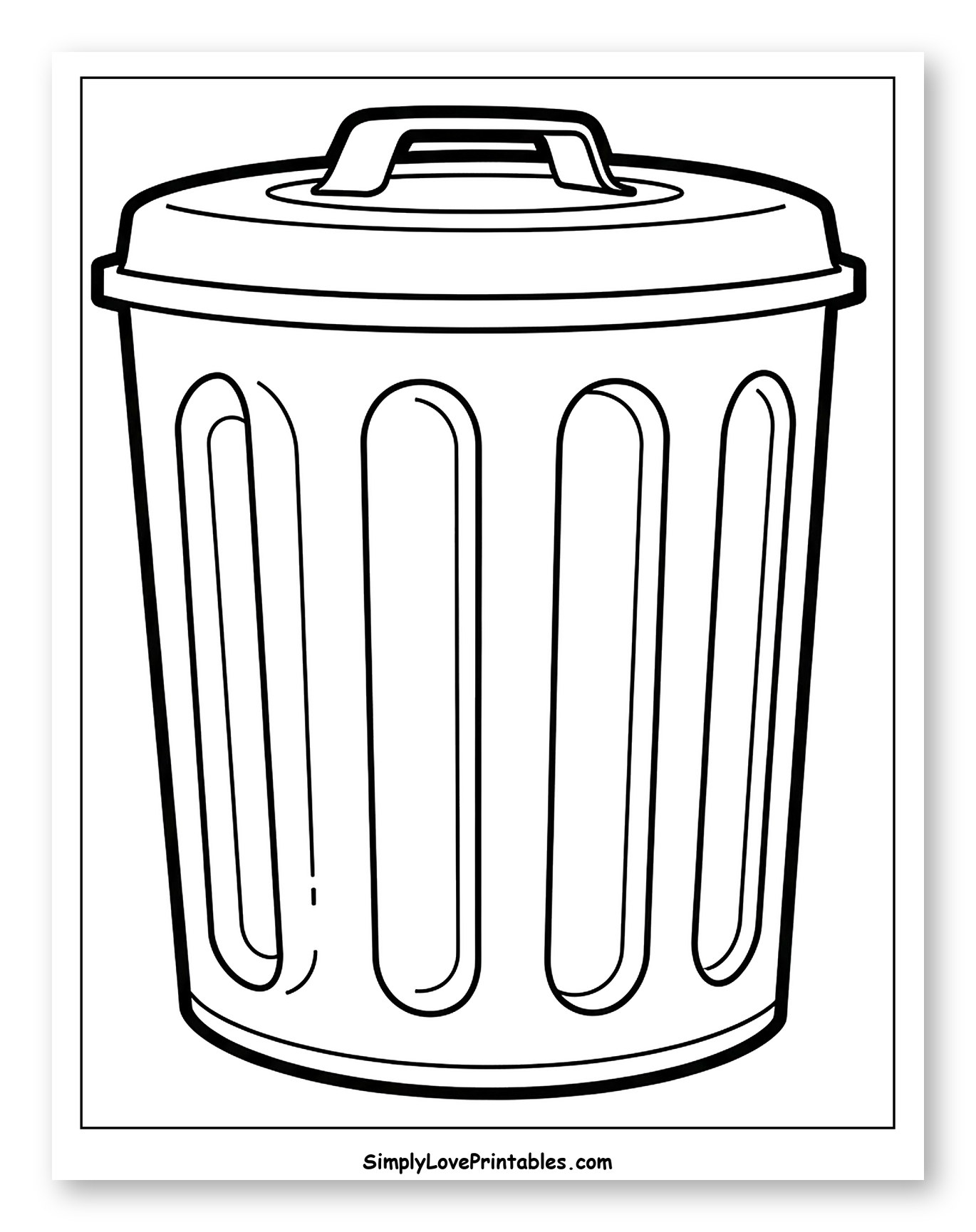 Simple Garbage Can with Lid and Handle