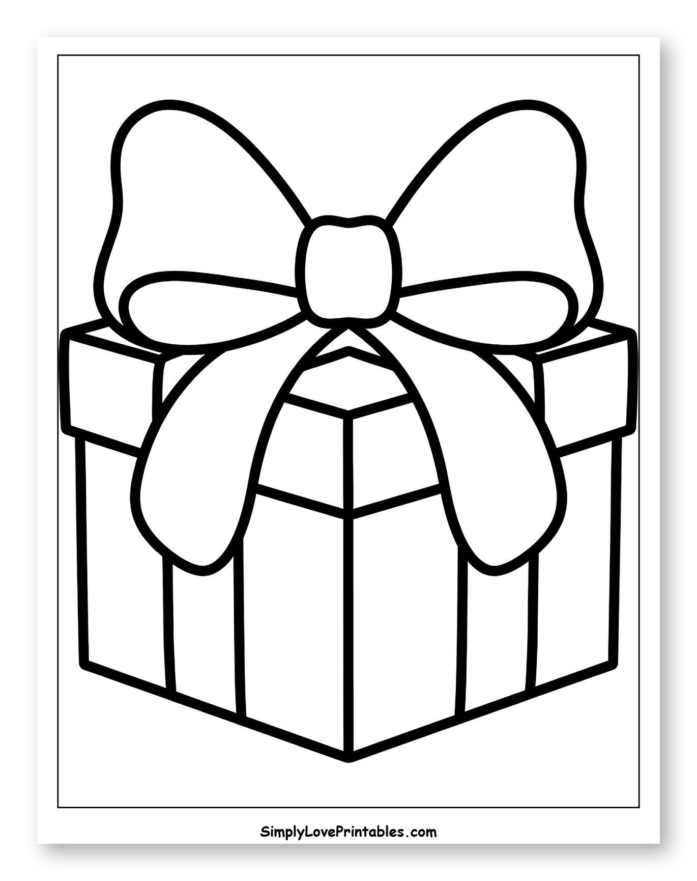 Simple Gift Box with a Big Bow Coloring Page for Toddlers