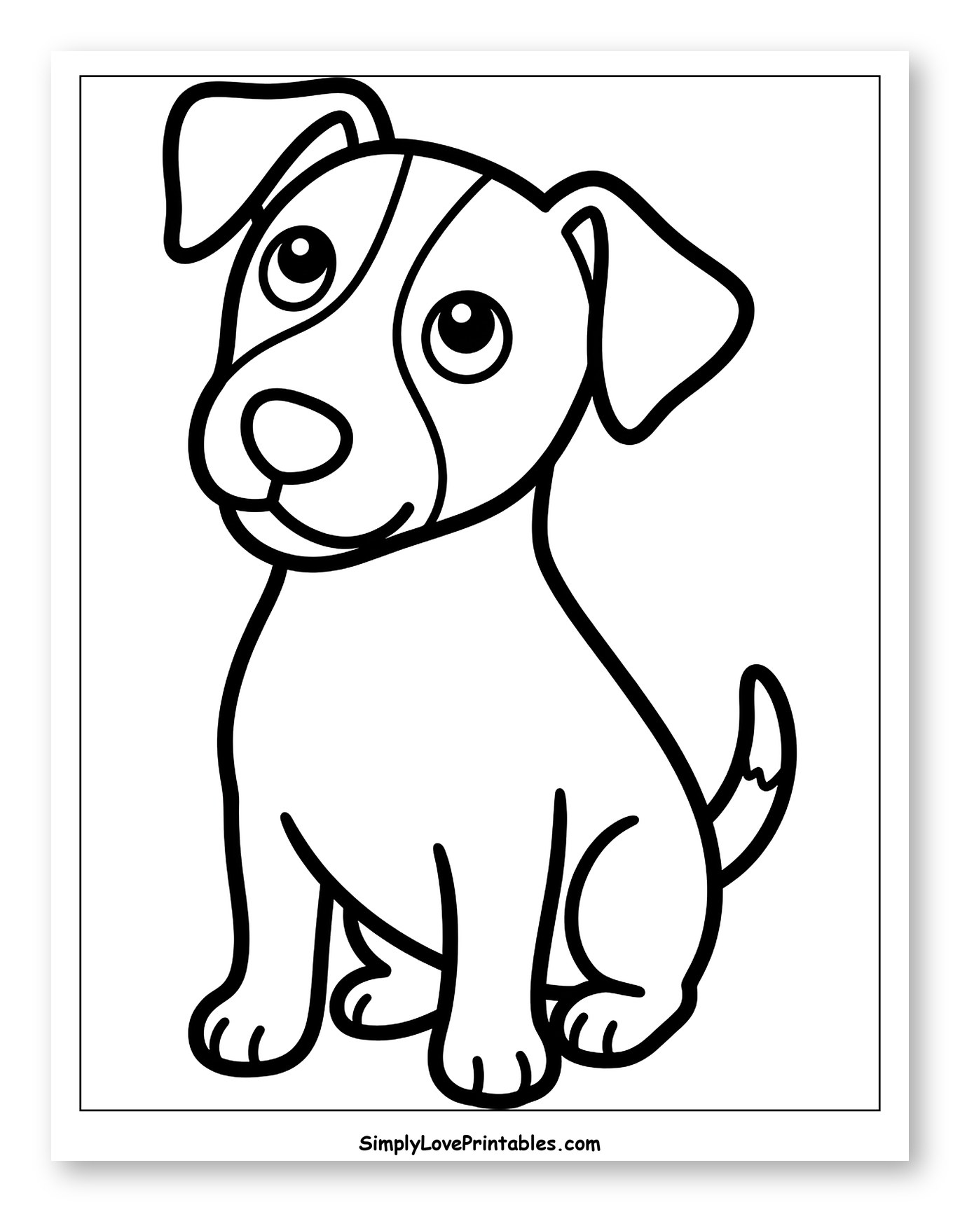 Simple Jack Russell Puppy Sitting Coloring Page for Toddlers