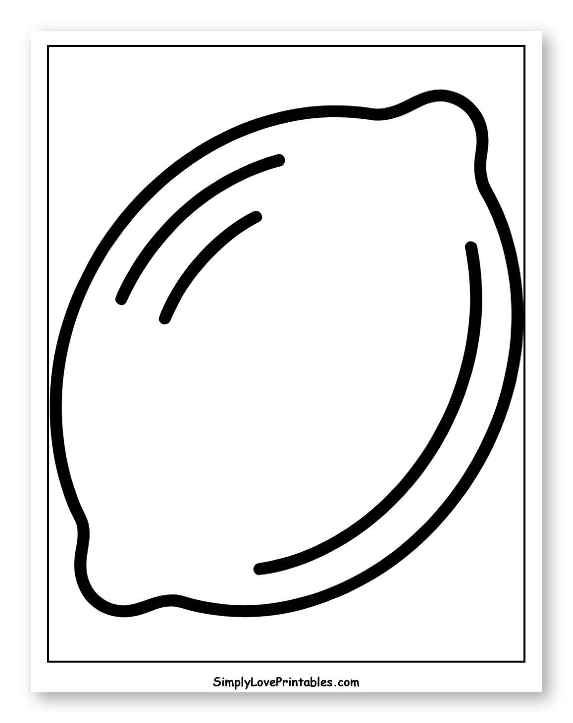 Simple Lemon Outline Drawing to Color for Toddlers