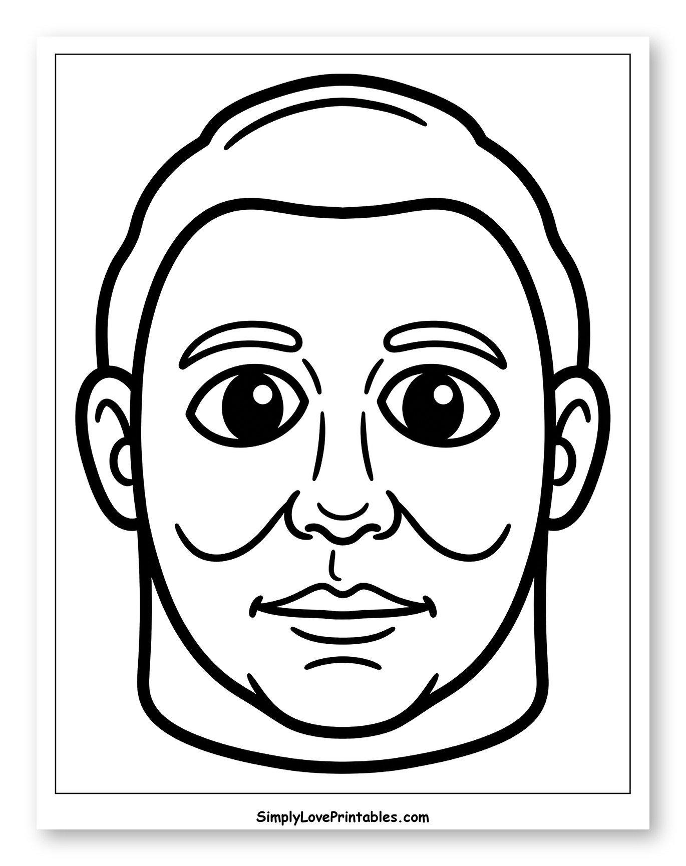 Simple Line Art of a Man's Face to Color for Toddlers