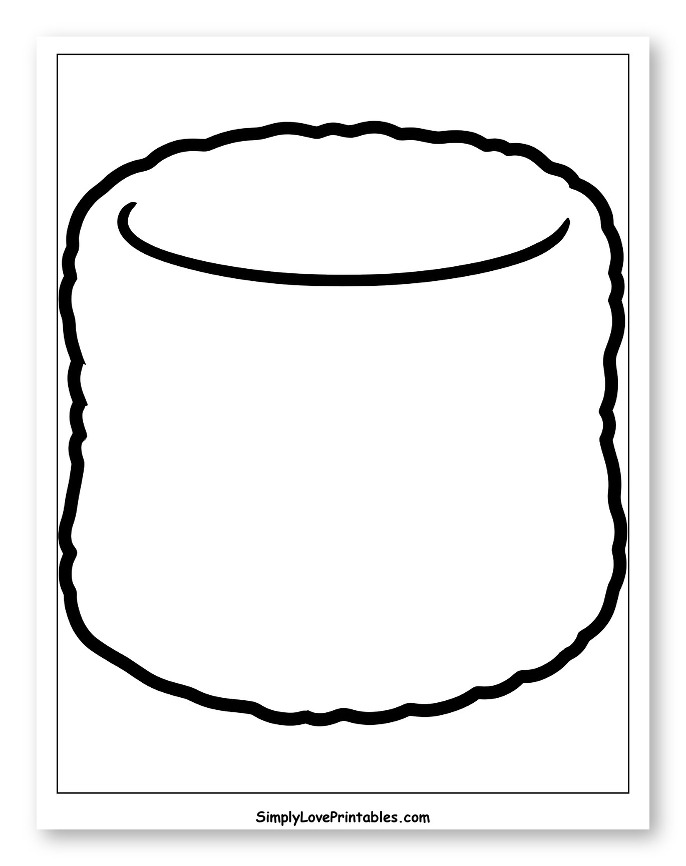 Simple Marshmallow or Sushi Roll Outline to Color for Toddlers