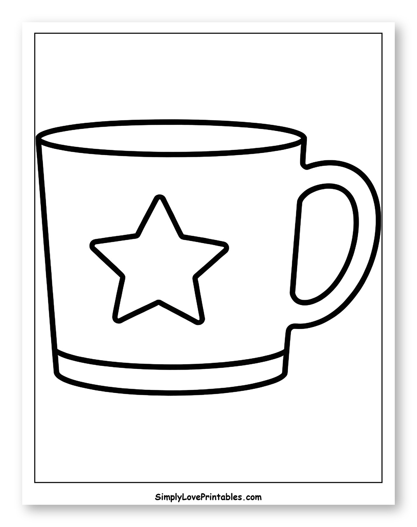 Simple Mug with Star Design Coloring Sheet for Toddlers