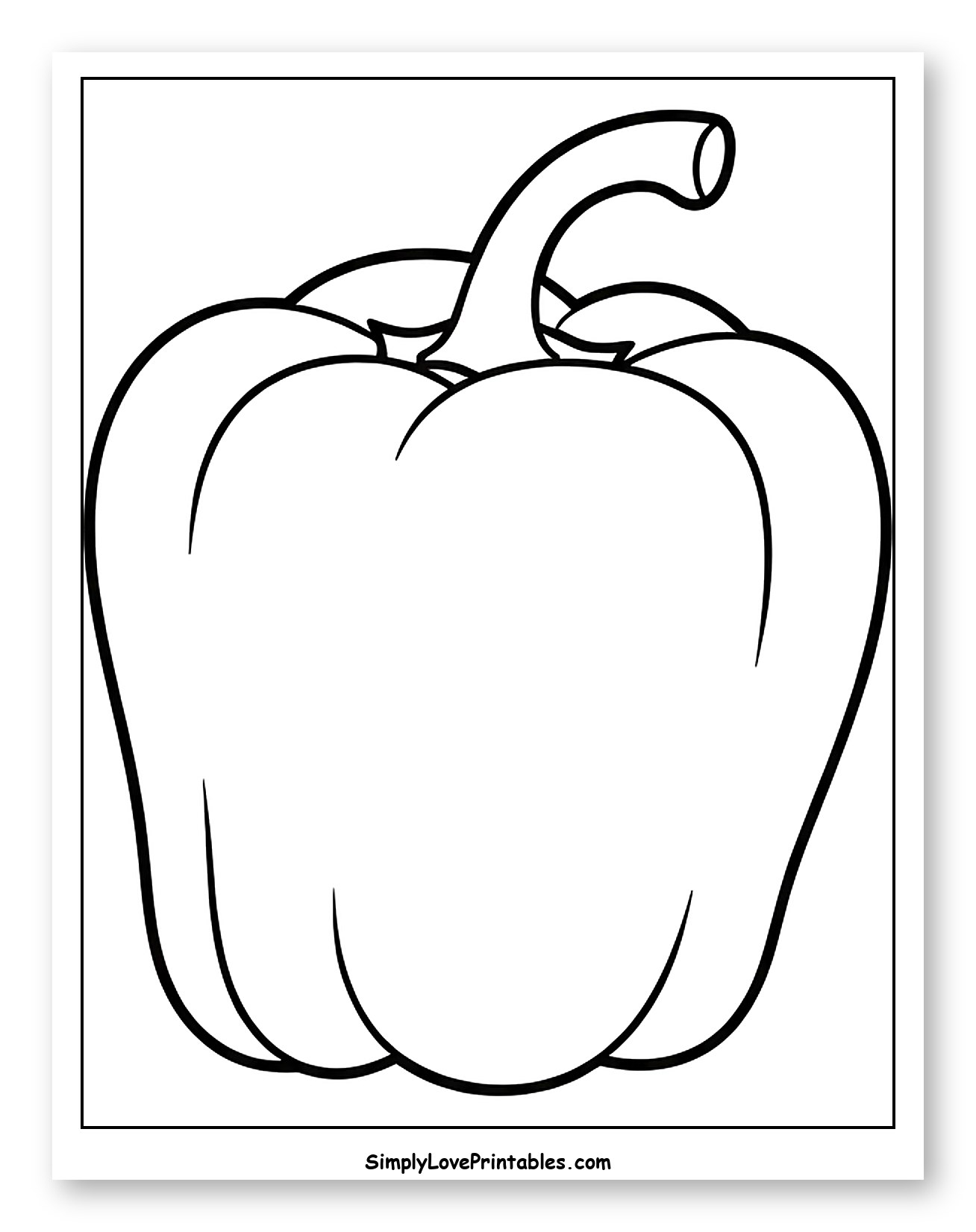 Simple Outline of a Bell Pepper to Color for Toddlers