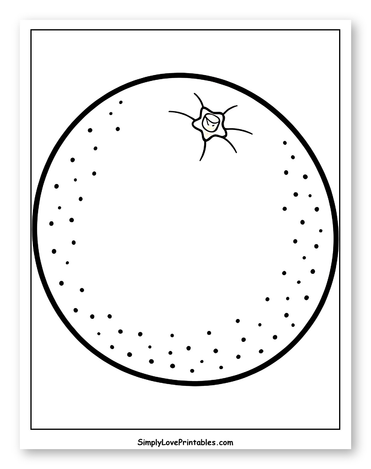 Simple Outline of a Grapefruit Coloring Sheet for Toddlers