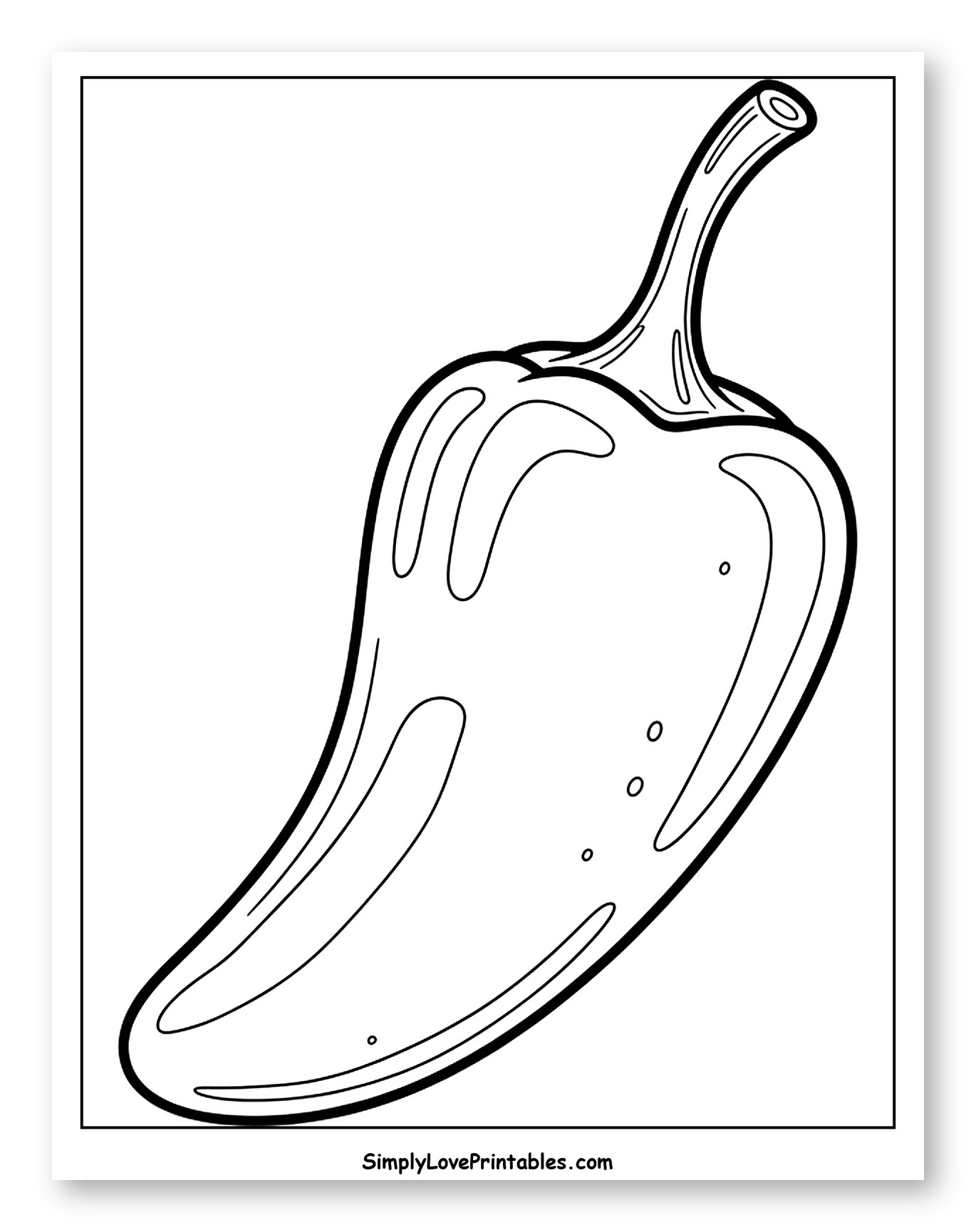 Simple Outline of a Jalapeño Pepper Coloring Sheet for Toddlers