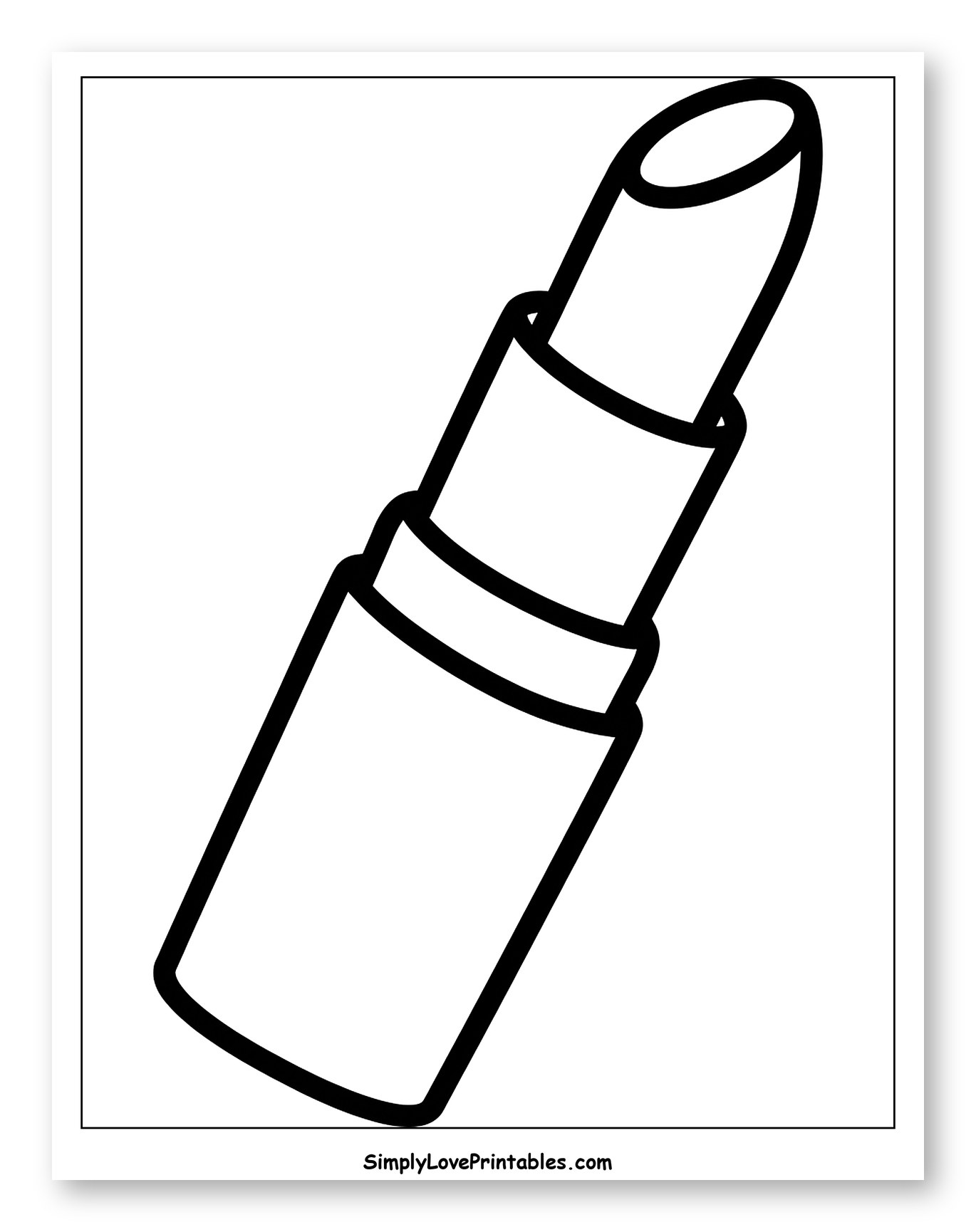 Simple Outline of a Lipstick Coloring Sheet for Toddlers